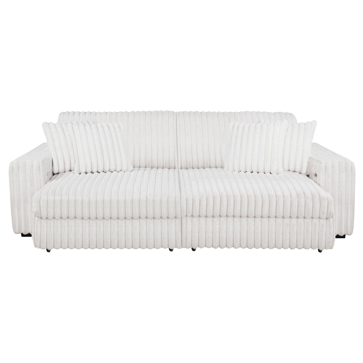 Jacana Corduroy Upholstered Dual Power Chaise Sofa Ivory by Coaster at Eve Furniture