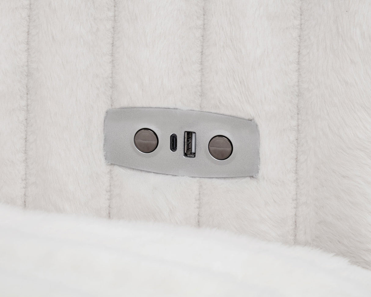 Jacana Corduroy Upholstered Dual Power Chaise Sofa Ivory by Coaster at Eve Furniture