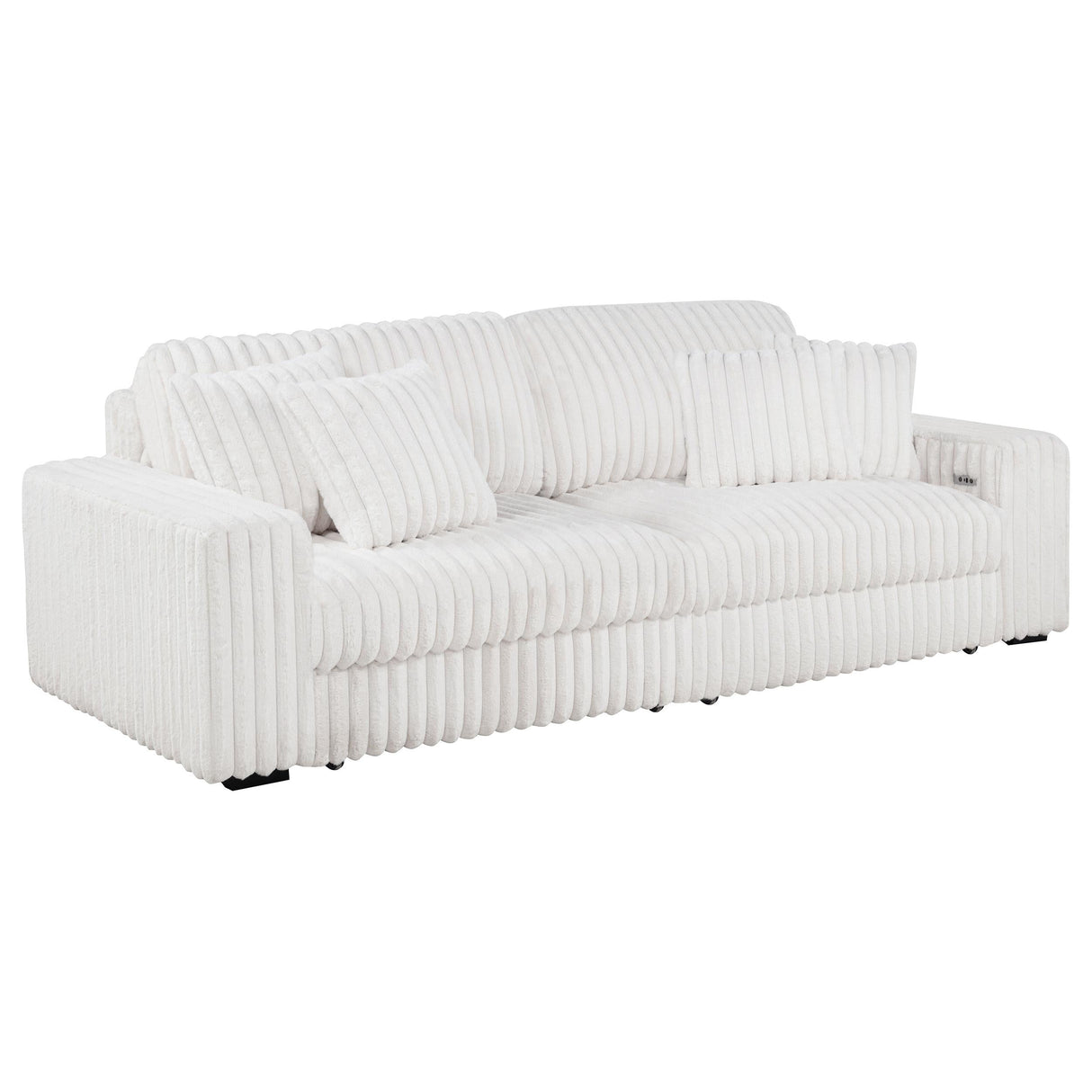 Jacana Corduroy Upholstered Dual Power Chaise Sofa Ivory by Coaster at Eve Furniture