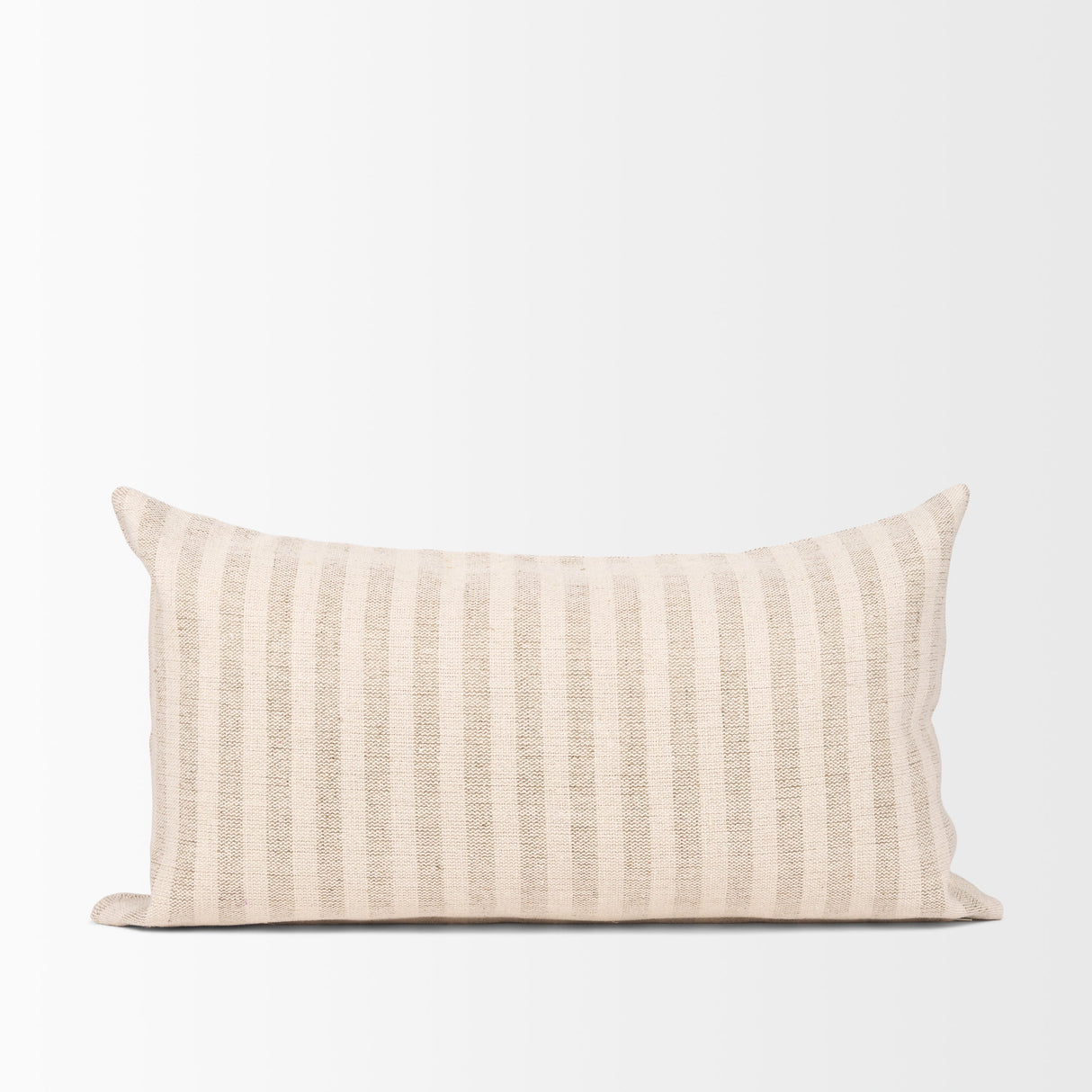 Jace Cream w/ Beige Stripe Lumbar Decorative Pillow Cover by Mercana at Eve Furniture