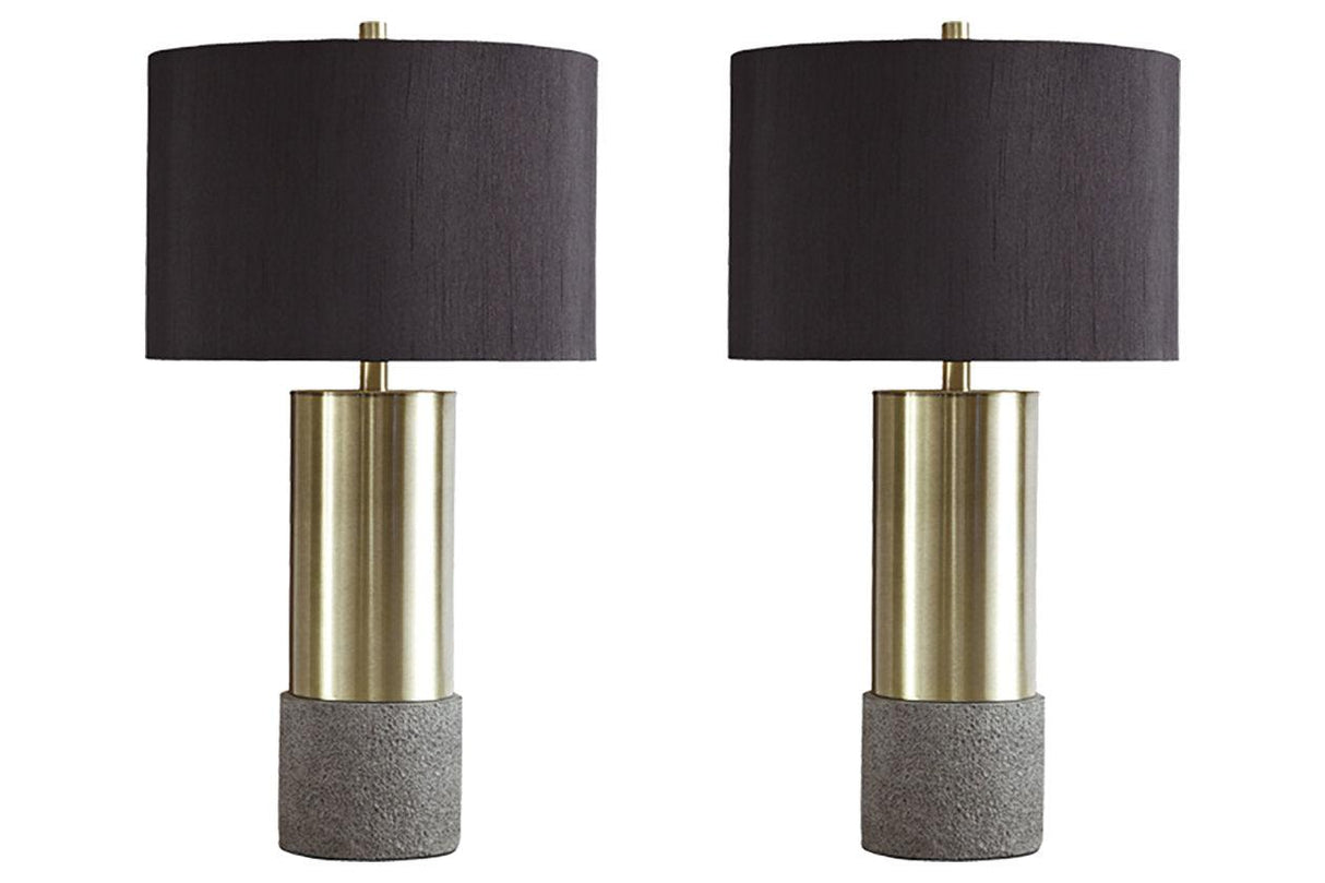 Jacek Gray/Brass Finish Table Lamp by Ashley at Eve Furniture