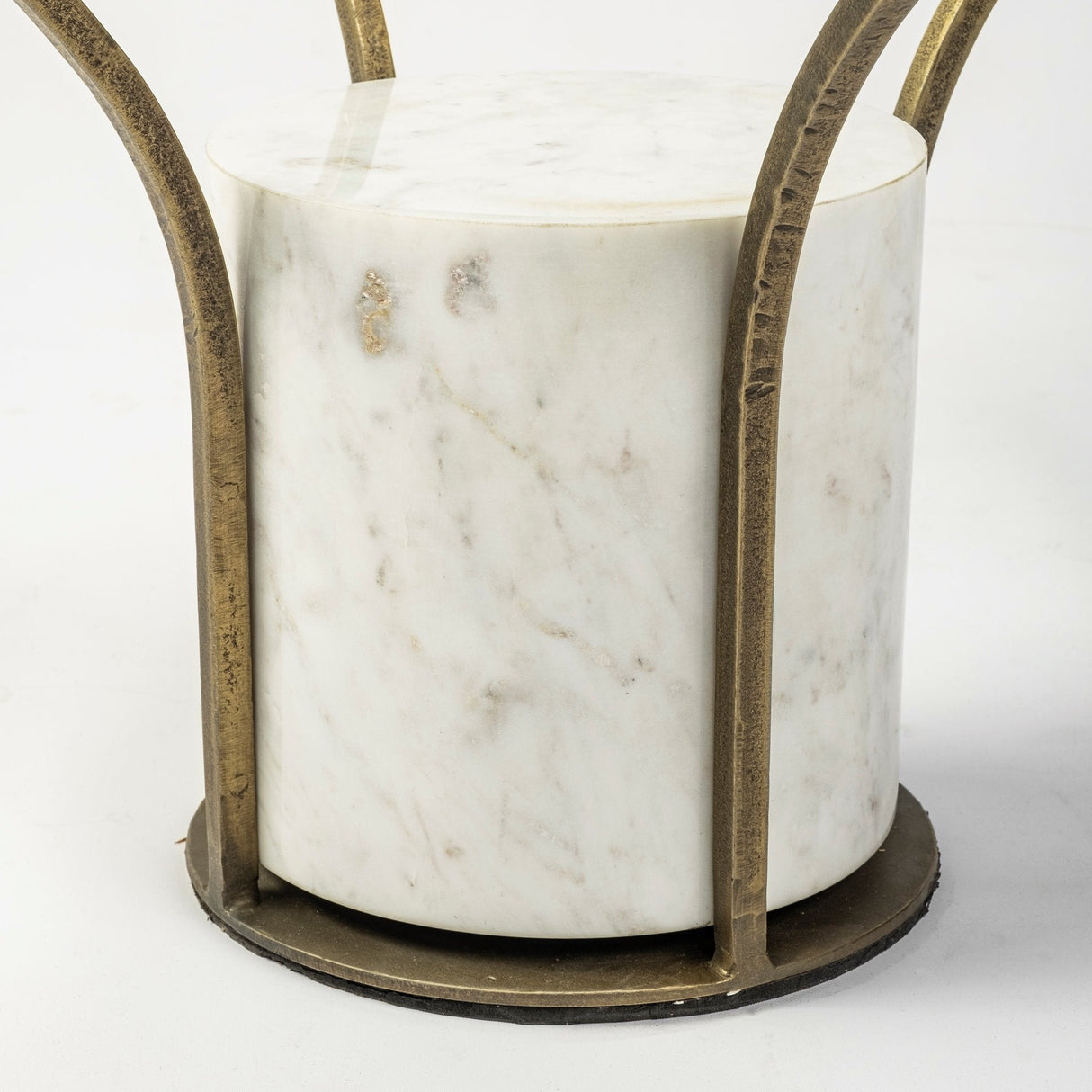 Jacinta 36" Round Glass Top Metal and Marble Pedestal Coffee Table by Mercana at Eve Furniture