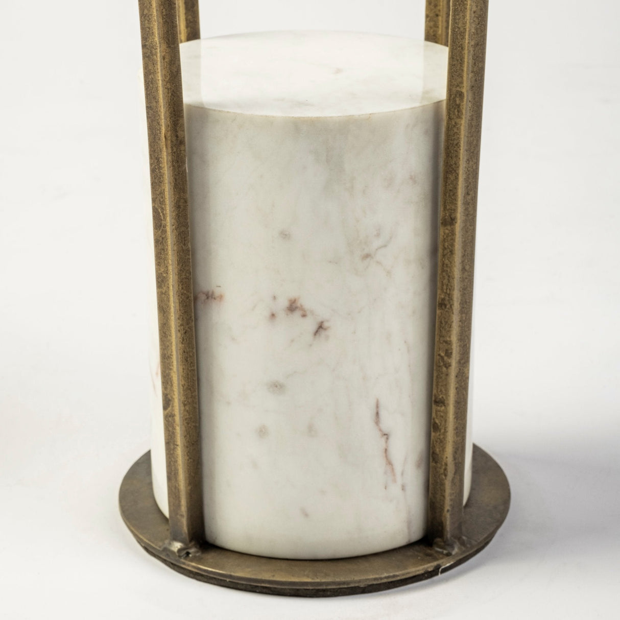 Jacinta II 21" Round Glass Top Metal and Marble Pedestal End/Side Table by Mercana at Eve Furniture