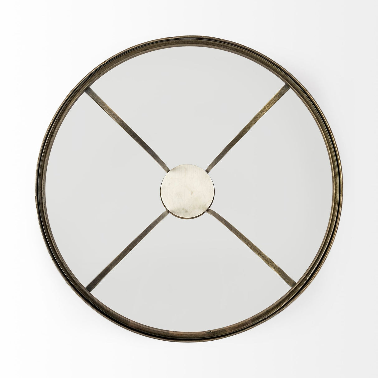 Jacinta II Round Glass Top Metal and Marble Pedestal End/Side Table by Mercana at Eve Furniture