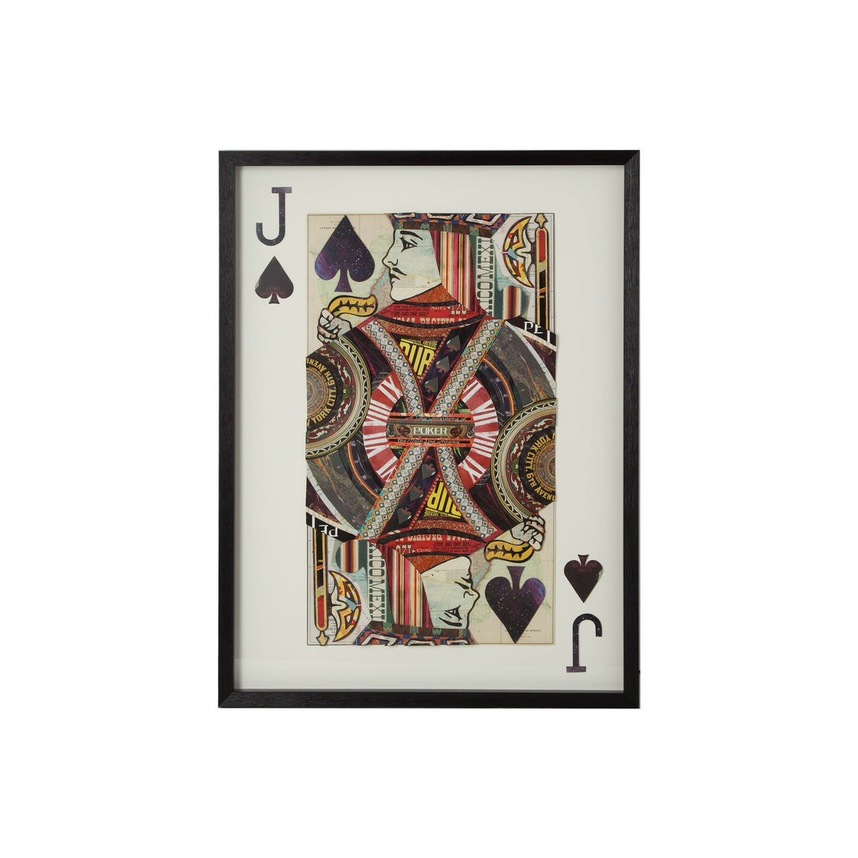 Jack of Spades II Playing Card a Paper Mosaik Collage Framed Art under Glass by Mercana at Eve Furniture
