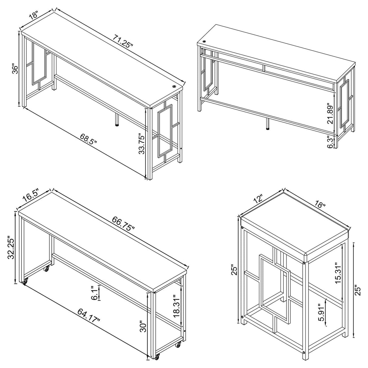 Jackson White/Chrome 5-Piece Multipurpose Counter Height Table Set by Coaster at Eve Furniture