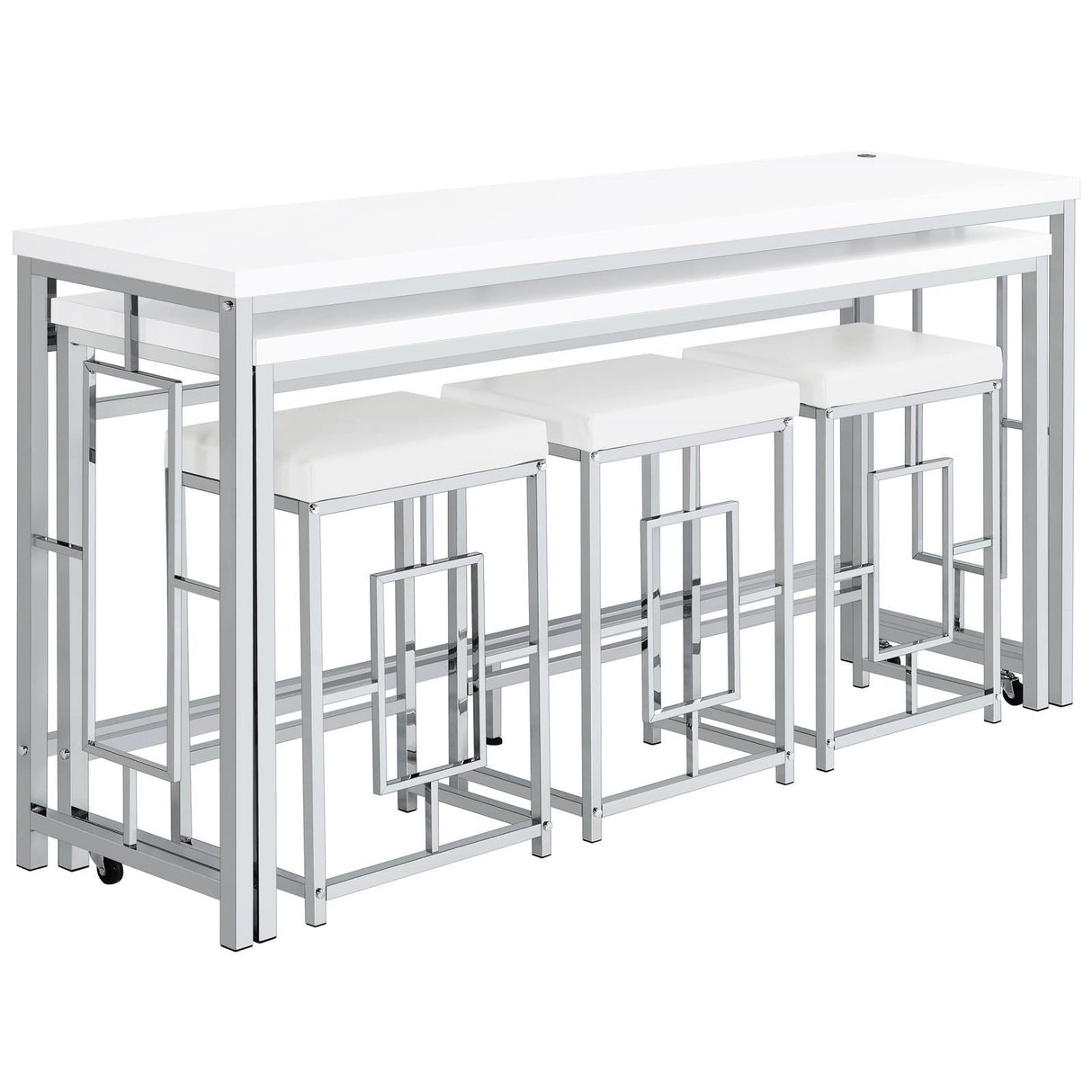 Jackson White/Chrome 5-Piece Multipurpose Counter Height Table Set by Coaster at Eve Furniture