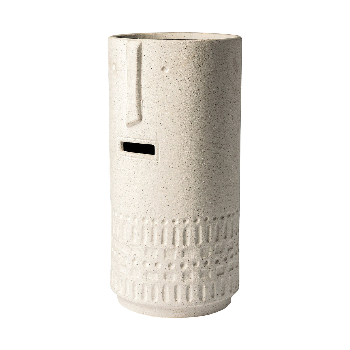 Jacob II Tall White Ceramic Smiling Face Vase by Mercana at Eve Furniture