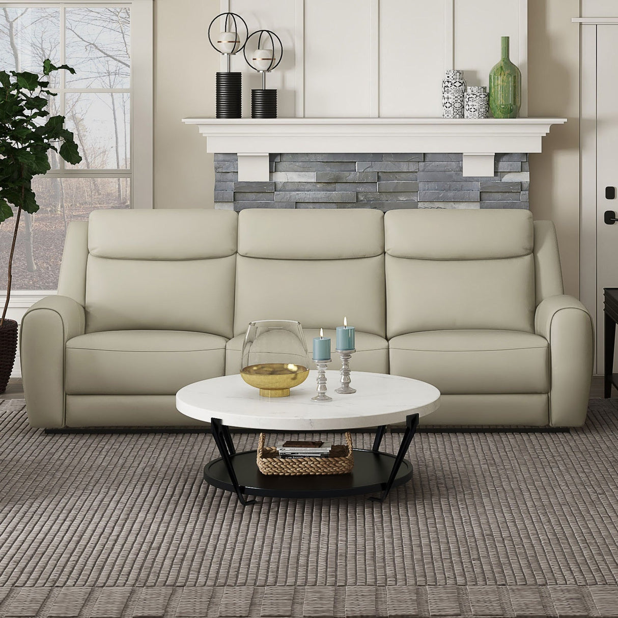 Jacobus Beige Leather Sofa & Loveseat by Furniture of America at Eve Furniture