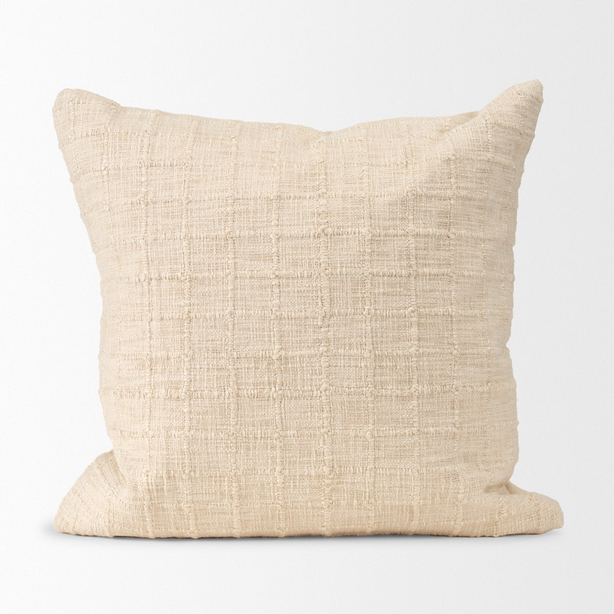 Jacory Cream Checker Textured Decorative Square Pillow Cover w/Down Filler, Set of 2 by Mercana at Eve Furniture