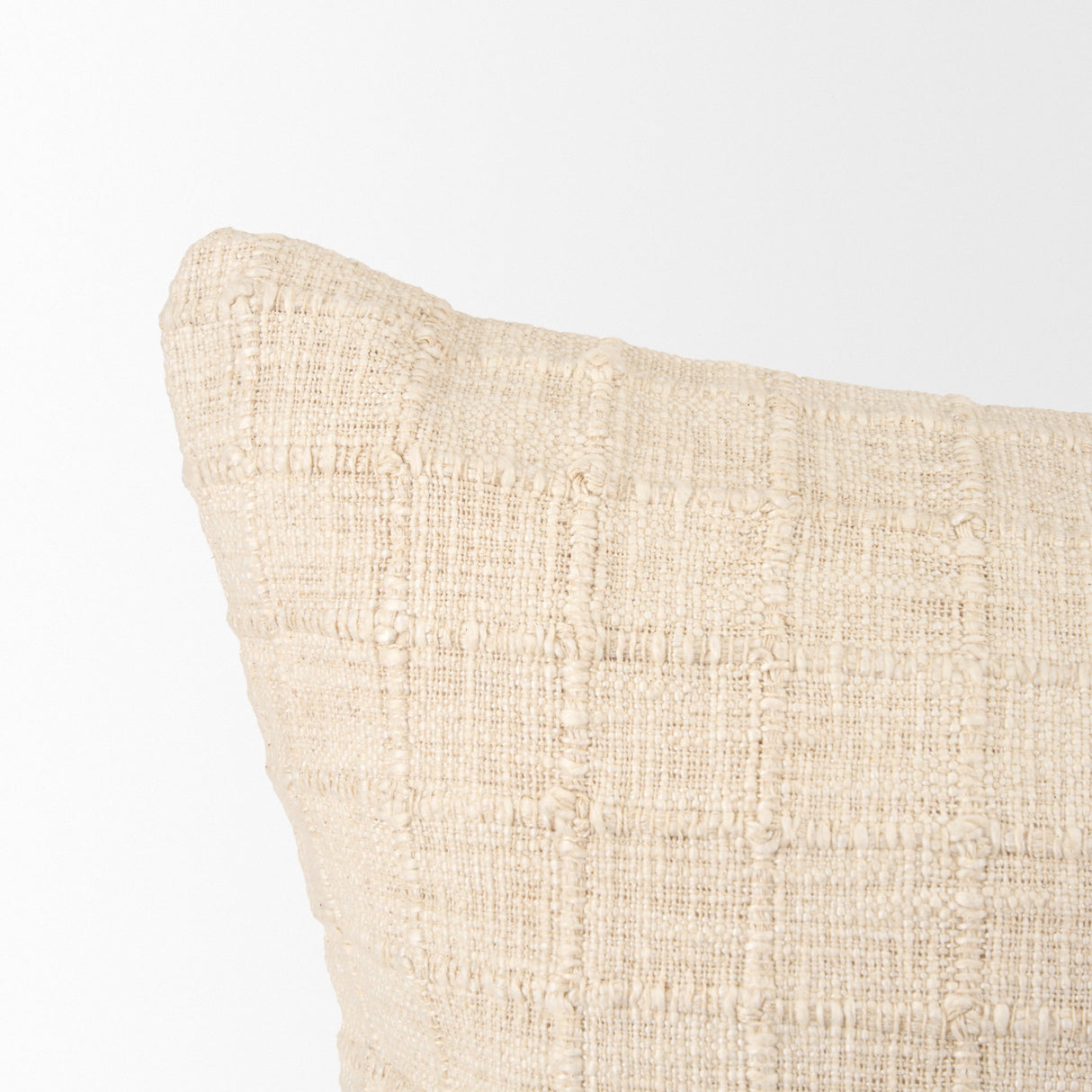 Jacory Cream Checker Textured Lumbar Pillow Cover w/Down Filler, Set of 2 by Mercana at Eve Furniture