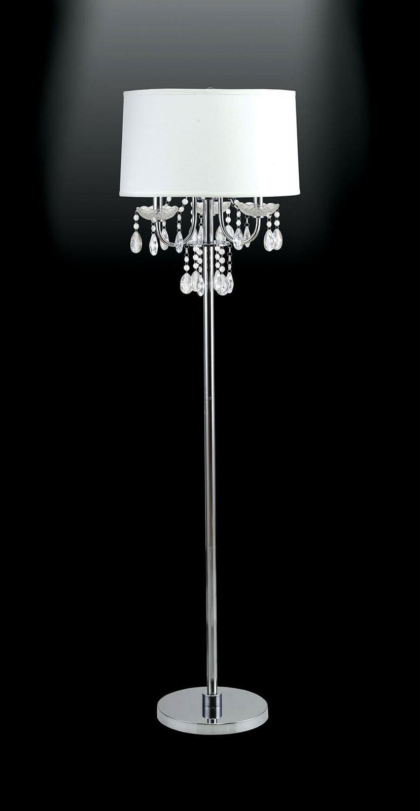 Jada Chrome/White Floor Lamp by Furniture of America at Eve Furniture