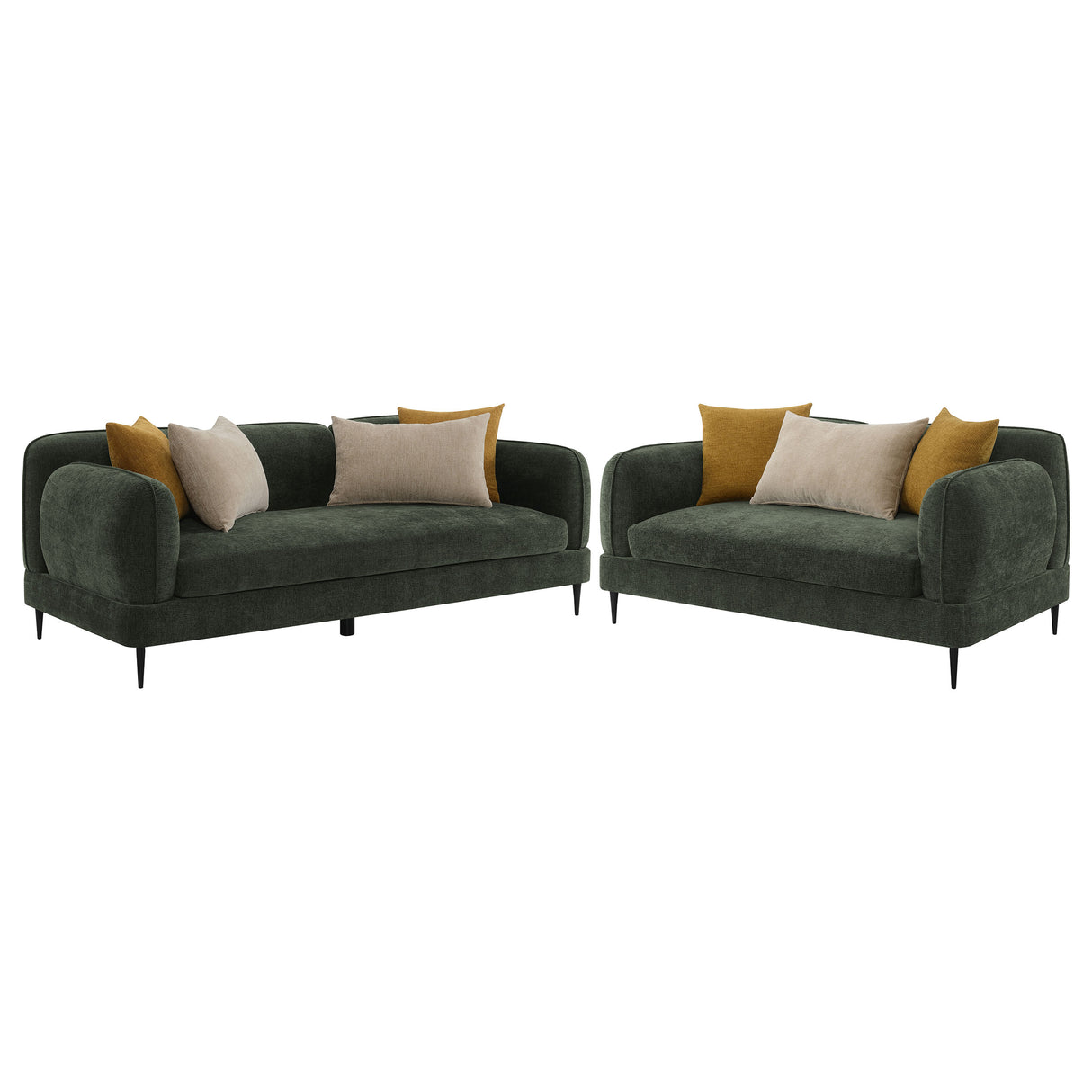 Jade Green Chenille Upholstered 2-Piece Living Room Set by Coaster at Eve Furniture