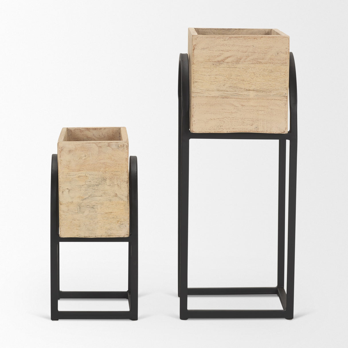 Jadine Set of 2 Beige Wood w/ Black Metal Arch Frames by Mercana at Eve Furniture