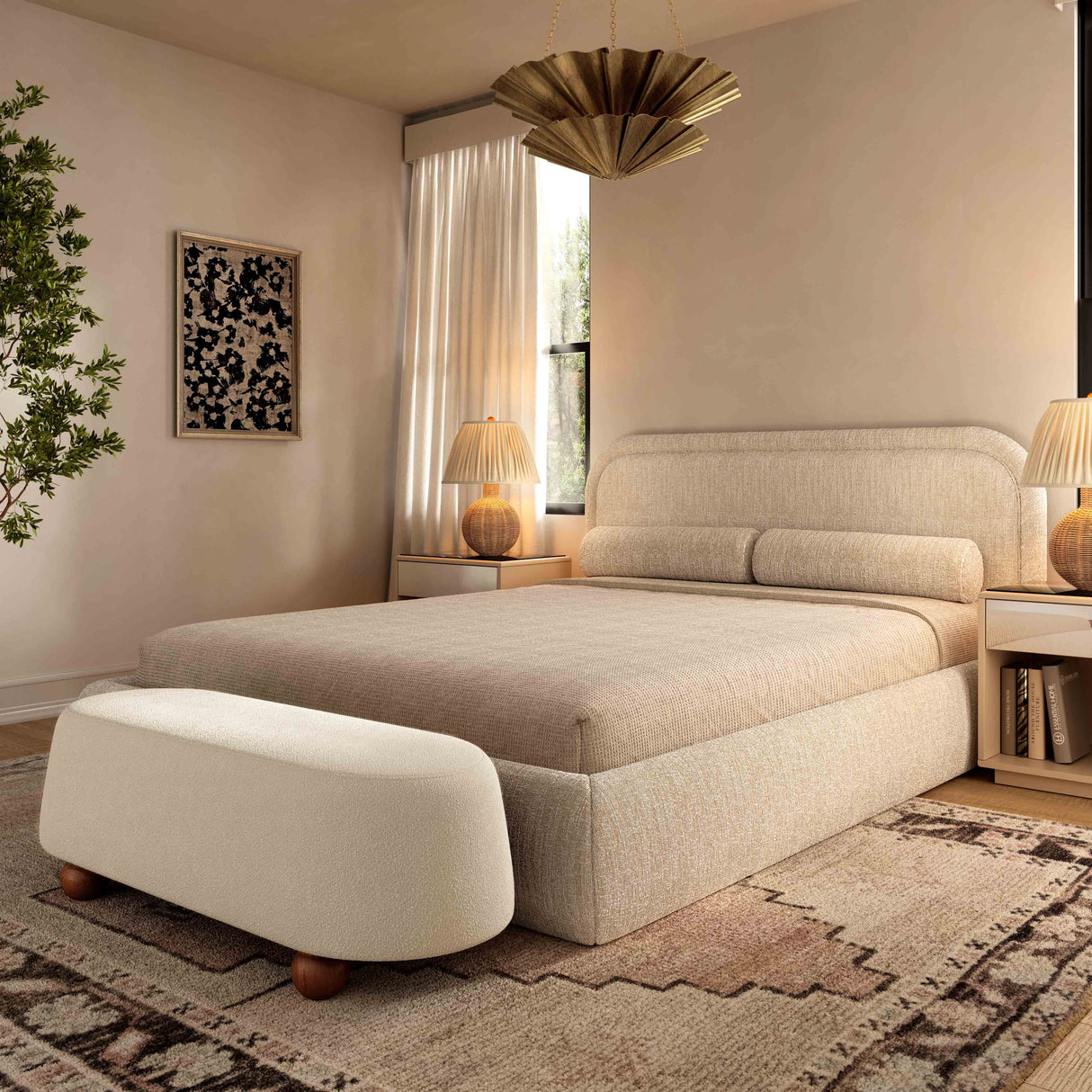 Jaine Boucle Large Ottoman by TOV Furniture at Eve Furniture