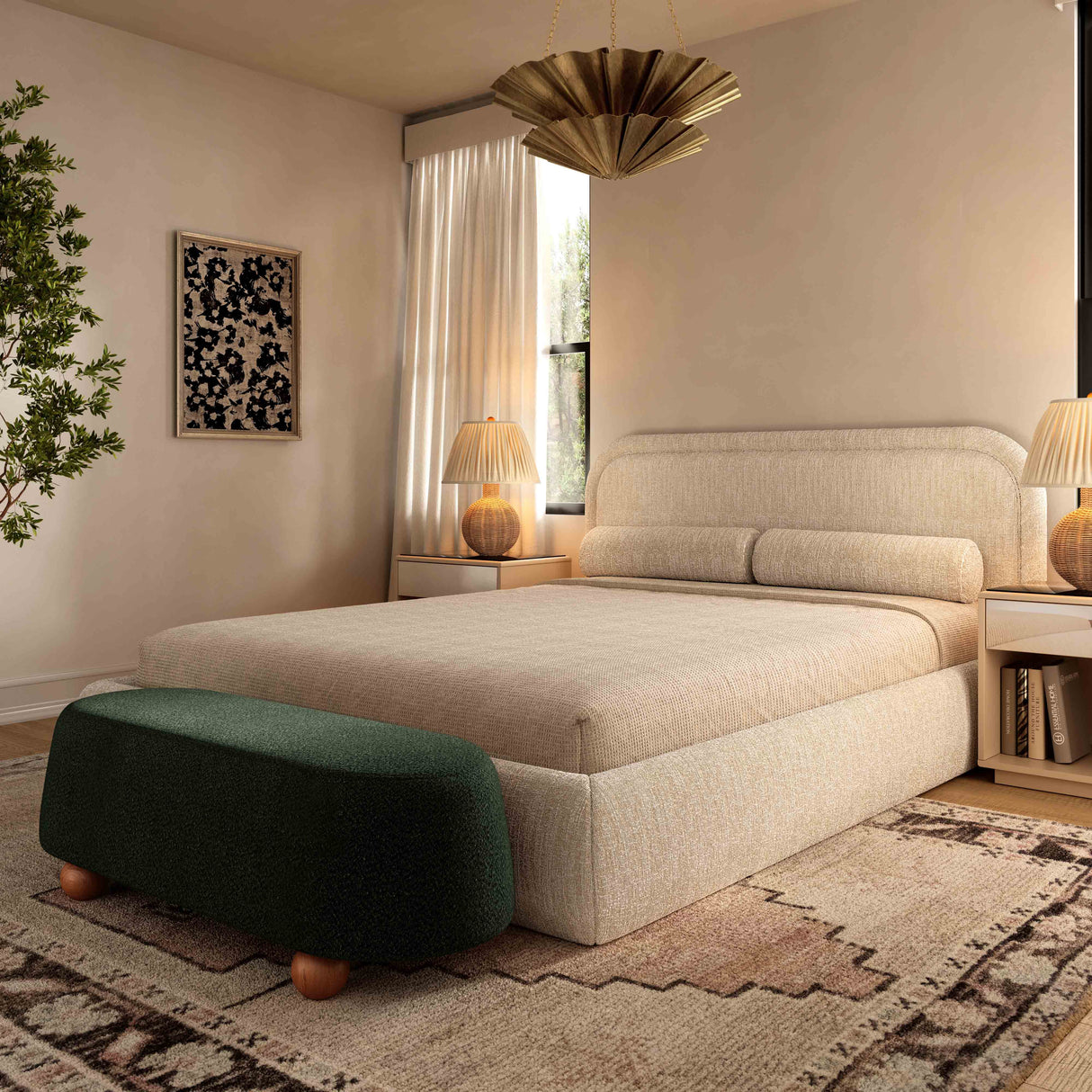Jaine Boucle Large Ottoman by TOV Furniture at Eve Furniture