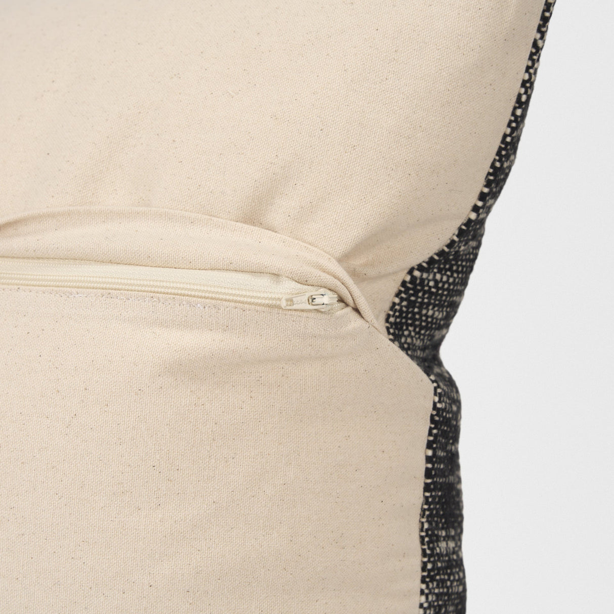 Jalia Cream/Black Cotton Decorative Lumbar Pillow Cover w/Down Filler, Set of 2 by Mercana at Eve Furniture