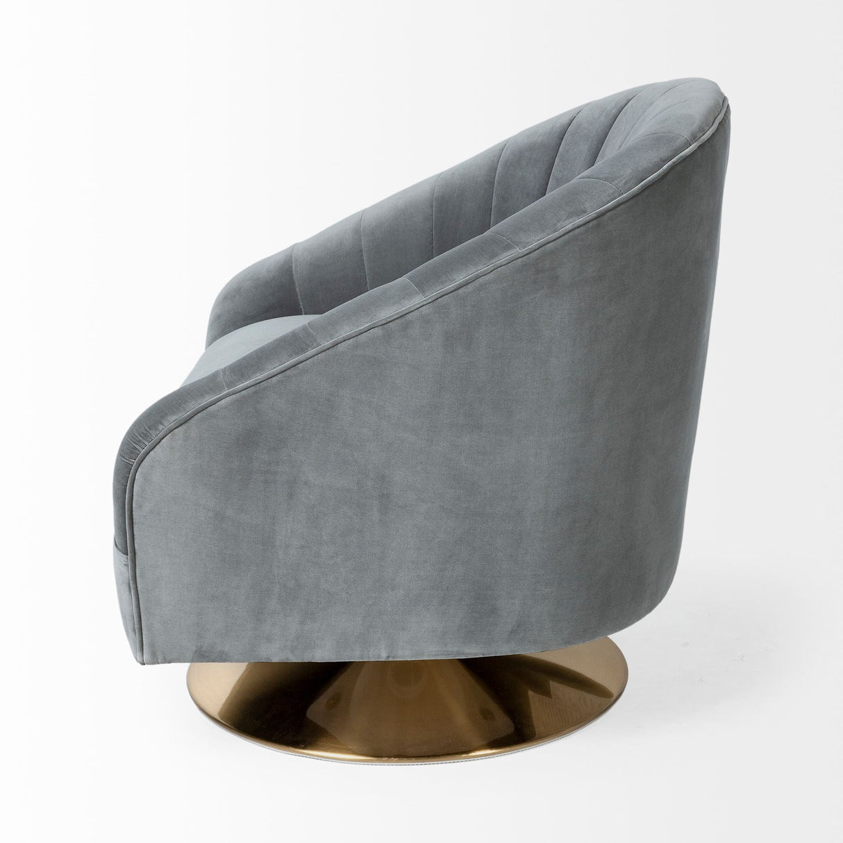 James II Gray Blue Velvet Covered Seat w Gold Swivel Base Accent Chair by Mercana at Eve Furniture