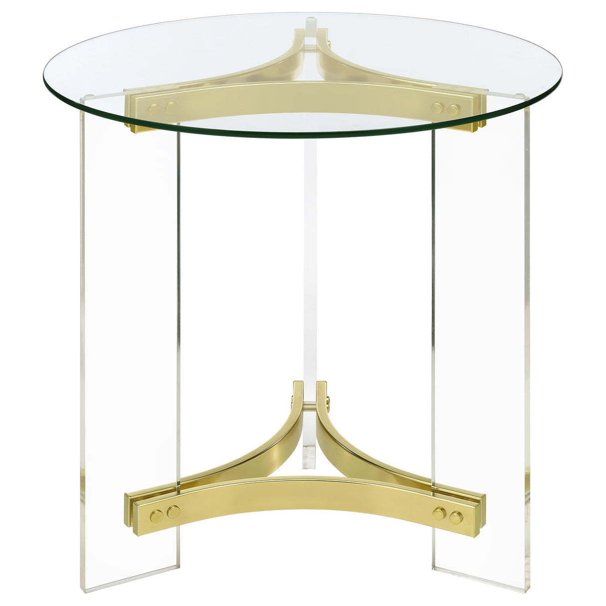 Janessa Matte Brass 3-Piece Acrylic Coffee and End Table Set by Coaster at Eve Furniture