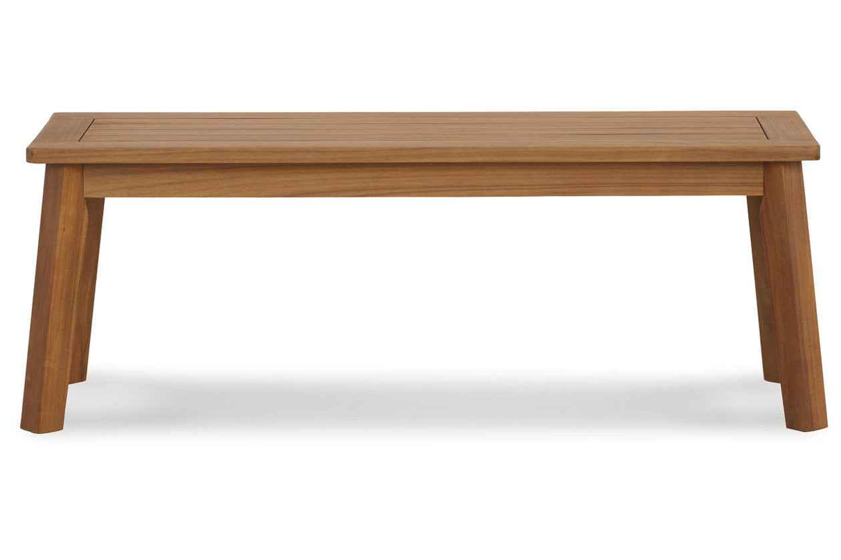 Janiyah Light Brown Outdoor Dining Bench by Ashley at Eve Furniture