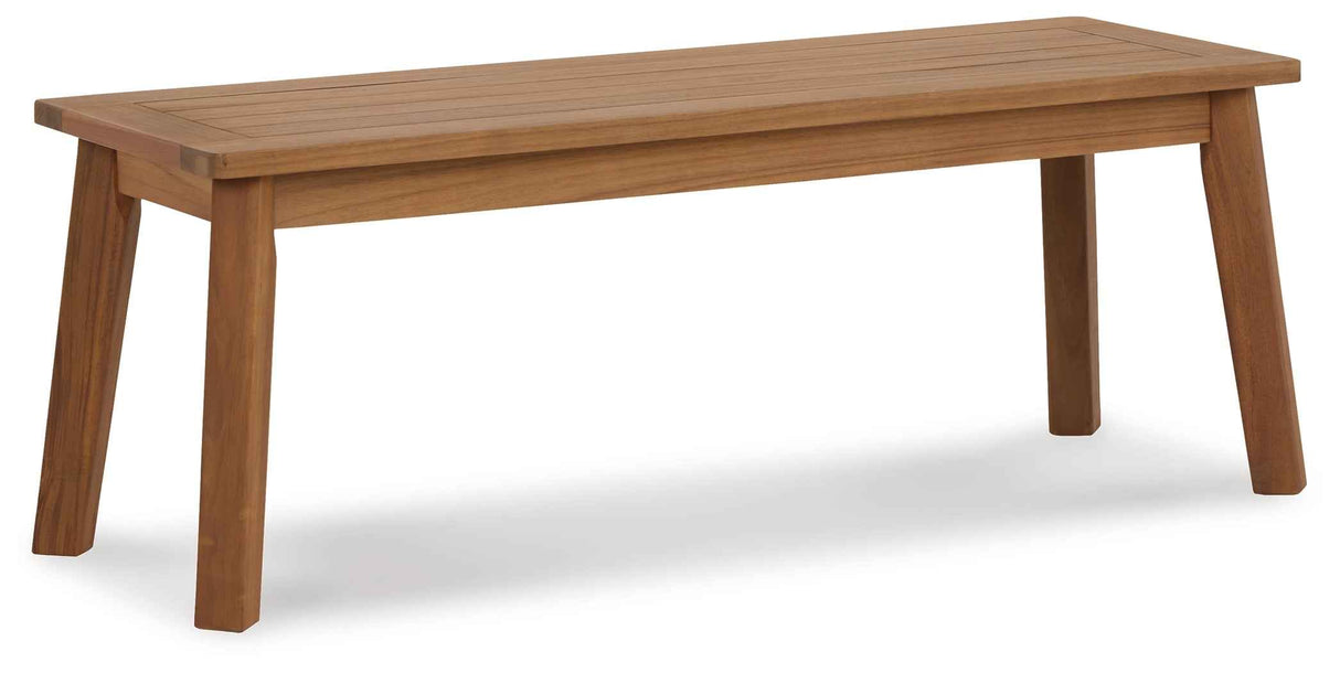 Janiyah Light Brown Outdoor Dining Bench by Ashley at Eve Furniture