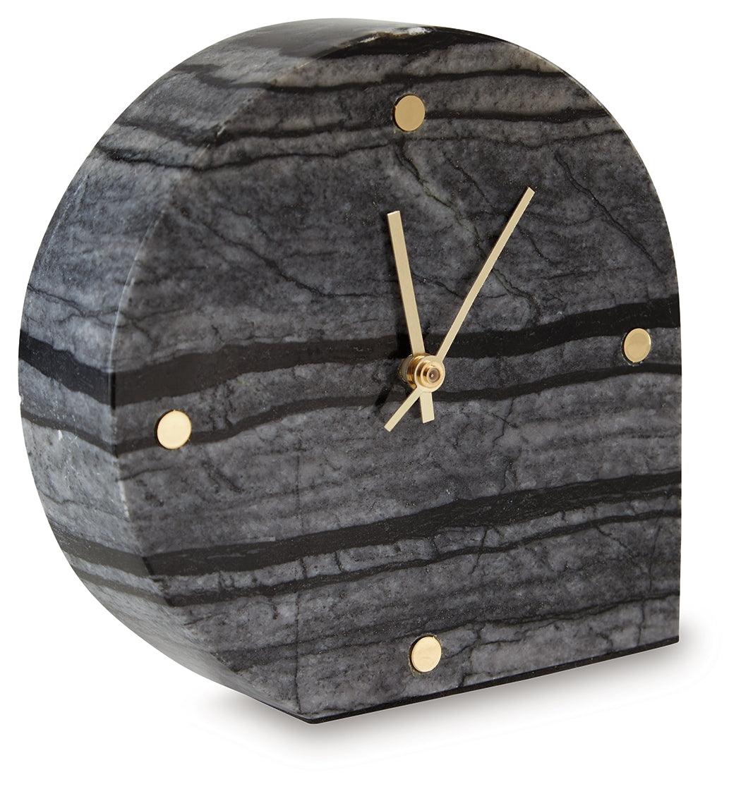 Janmour Black Table Clock by Ashley at Eve Furniture