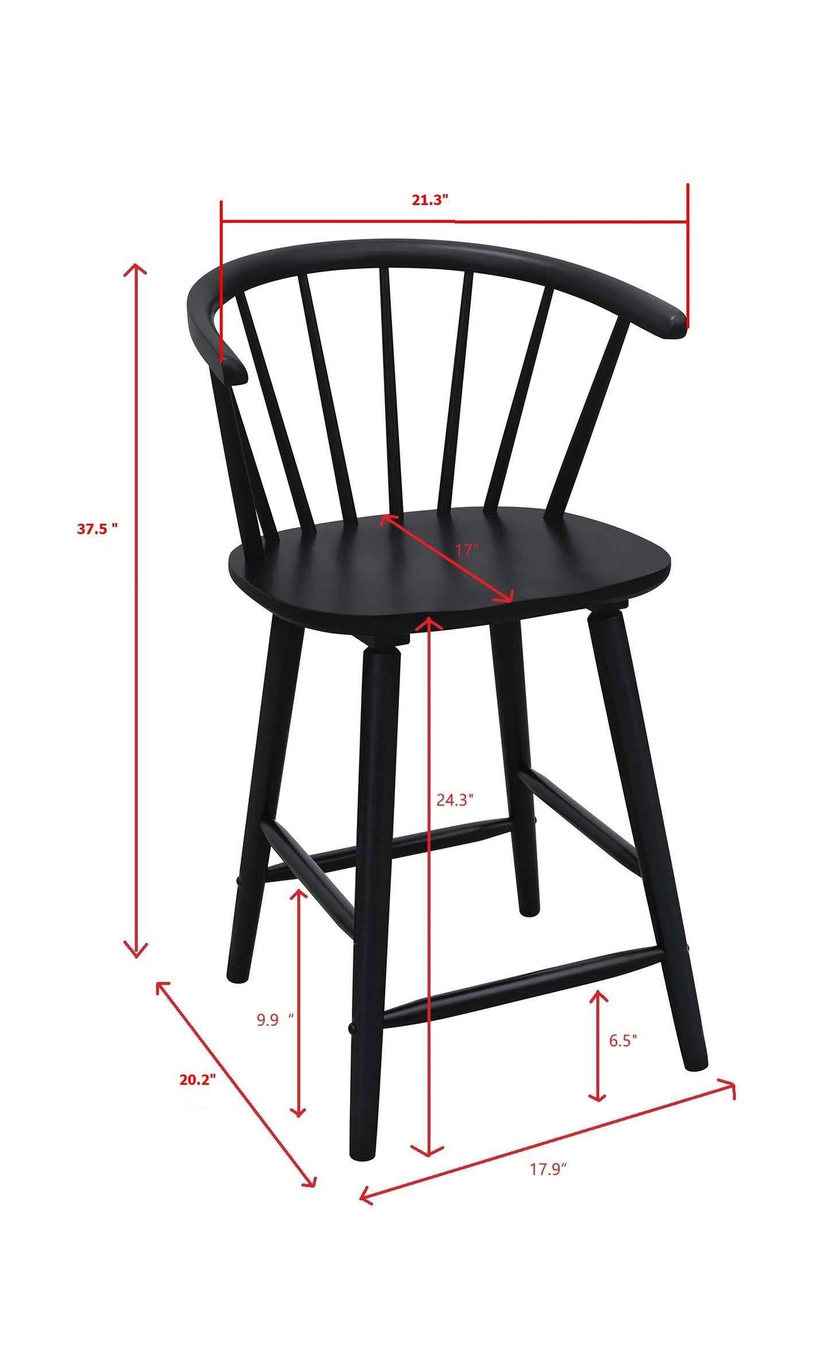 Janna Black Counter Height Stool, Set of 2