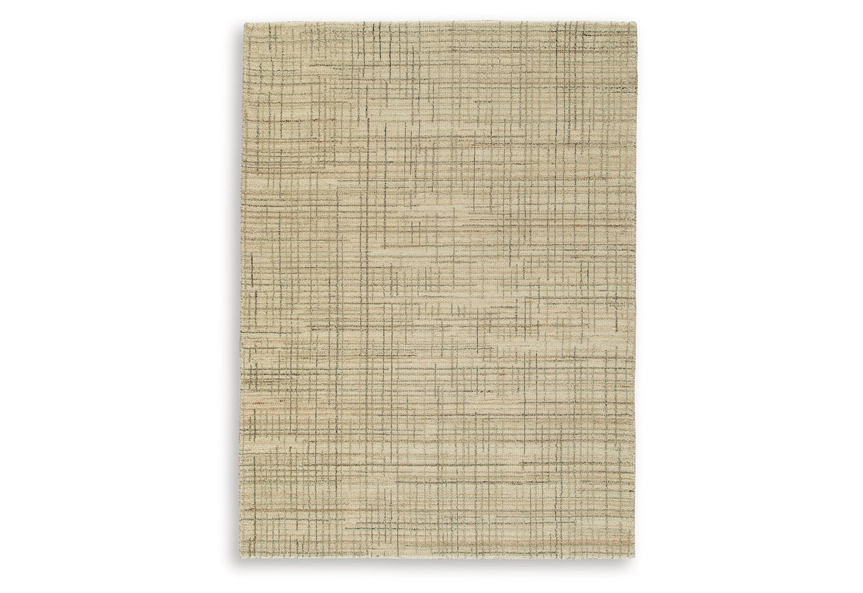 Janston Ivory/Gray/Tan Medium Rug by Ashley at Eve Furniture