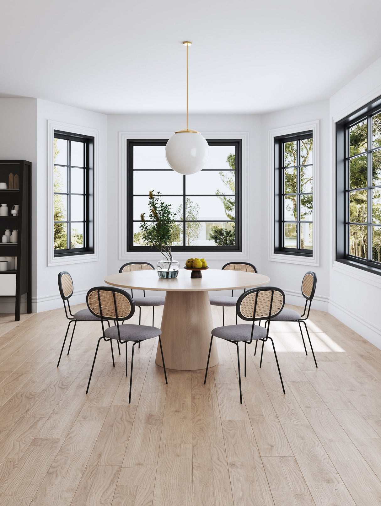 Jardin Dining Chair in Black with Cane and Grey Upholstered Seating (set of 2) by Manhattan Comfort at Eve Furniture