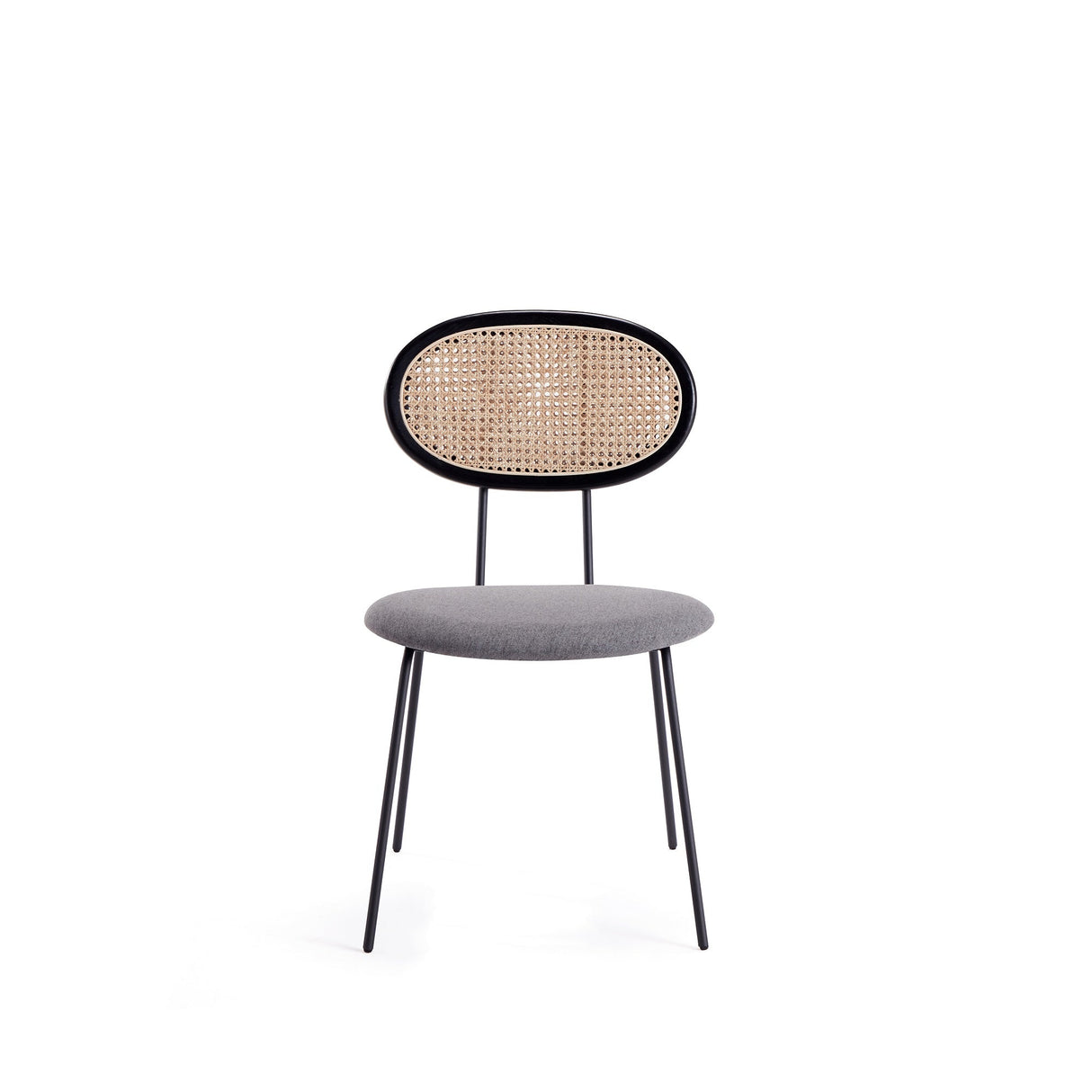 Jardin Dining Chair in Black with Cane and Grey Upholstered Seating (set of 2) by Manhattan Comfort at Eve Furniture