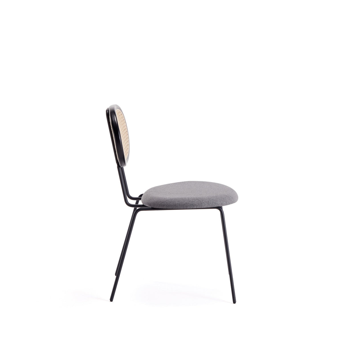 Jardin Dining Chair in Black with Cane and Grey Upholstered Seating (set of 2) by Manhattan Comfort at Eve Furniture