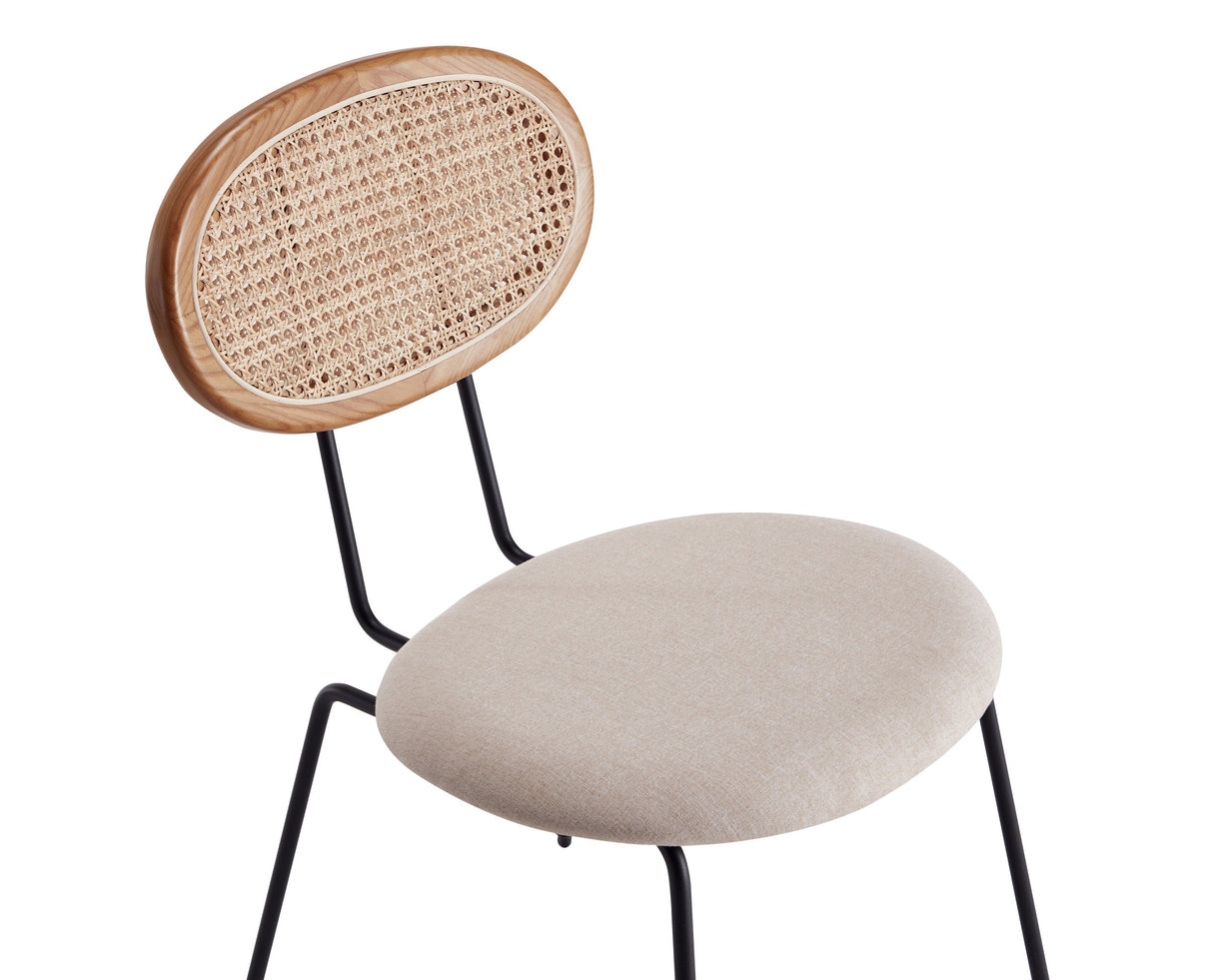 Jardin Dining Chair in Nature Cane and Oatmeal Upholstered Seating (set of 2) by Manhattan Comfort at Eve Furniture
