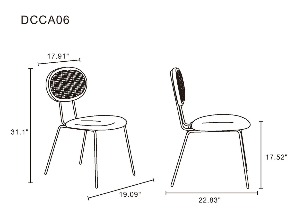 Jardin Dining Chair in Nature Cane and Oatmeal Upholstered Seating (set of 2) by Manhattan Comfort at Eve Furniture