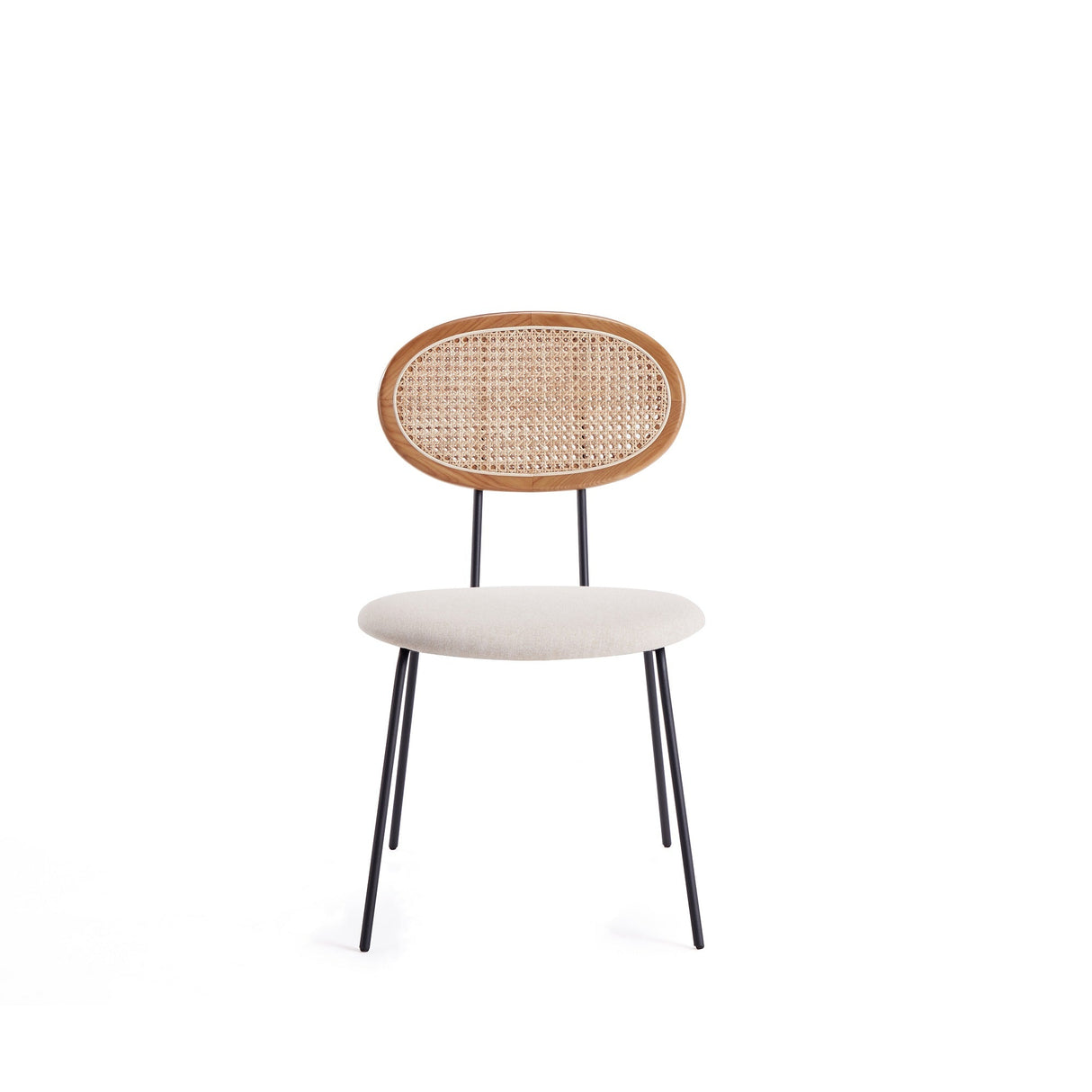 Jardin Dining Chair in Nature Cane and Oatmeal Upholstered Seating (set of 2) by Manhattan Comfort at Eve Furniture