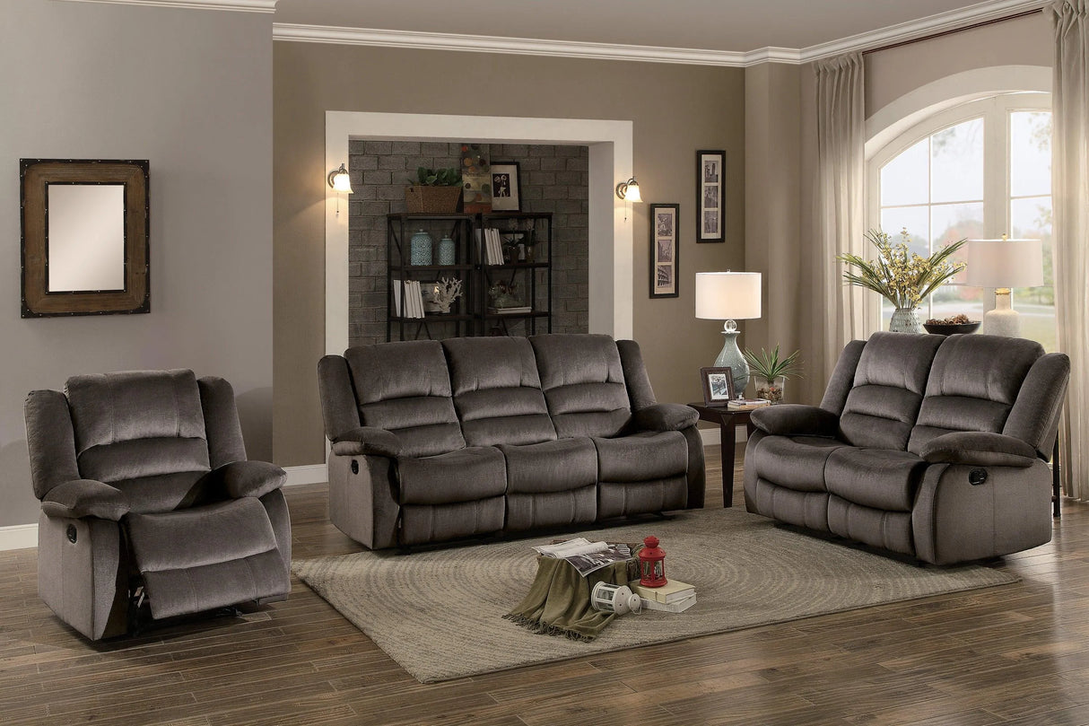 Jarita Chocolate Double Reclining Sofa by Homelegance at Eve Furniture