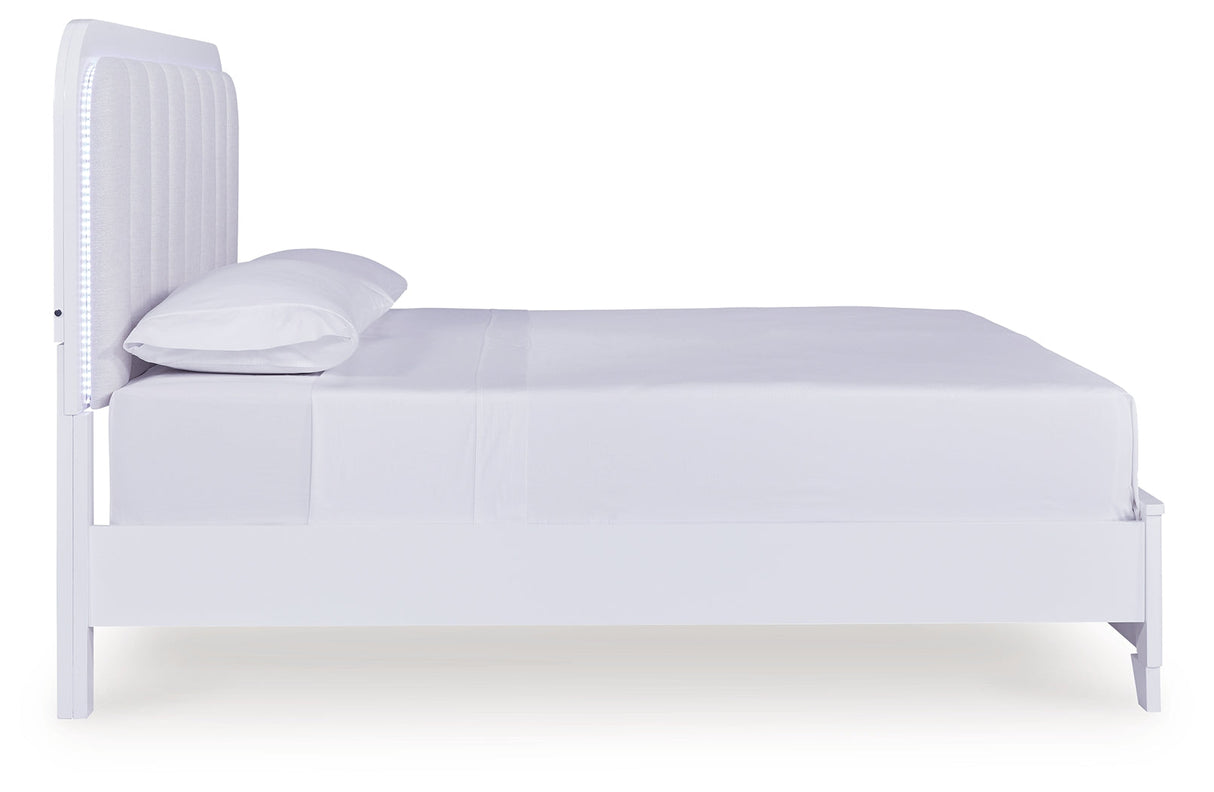 Jarlee White California King Upholstered Panel Bed by Ashley at Eve Furniture