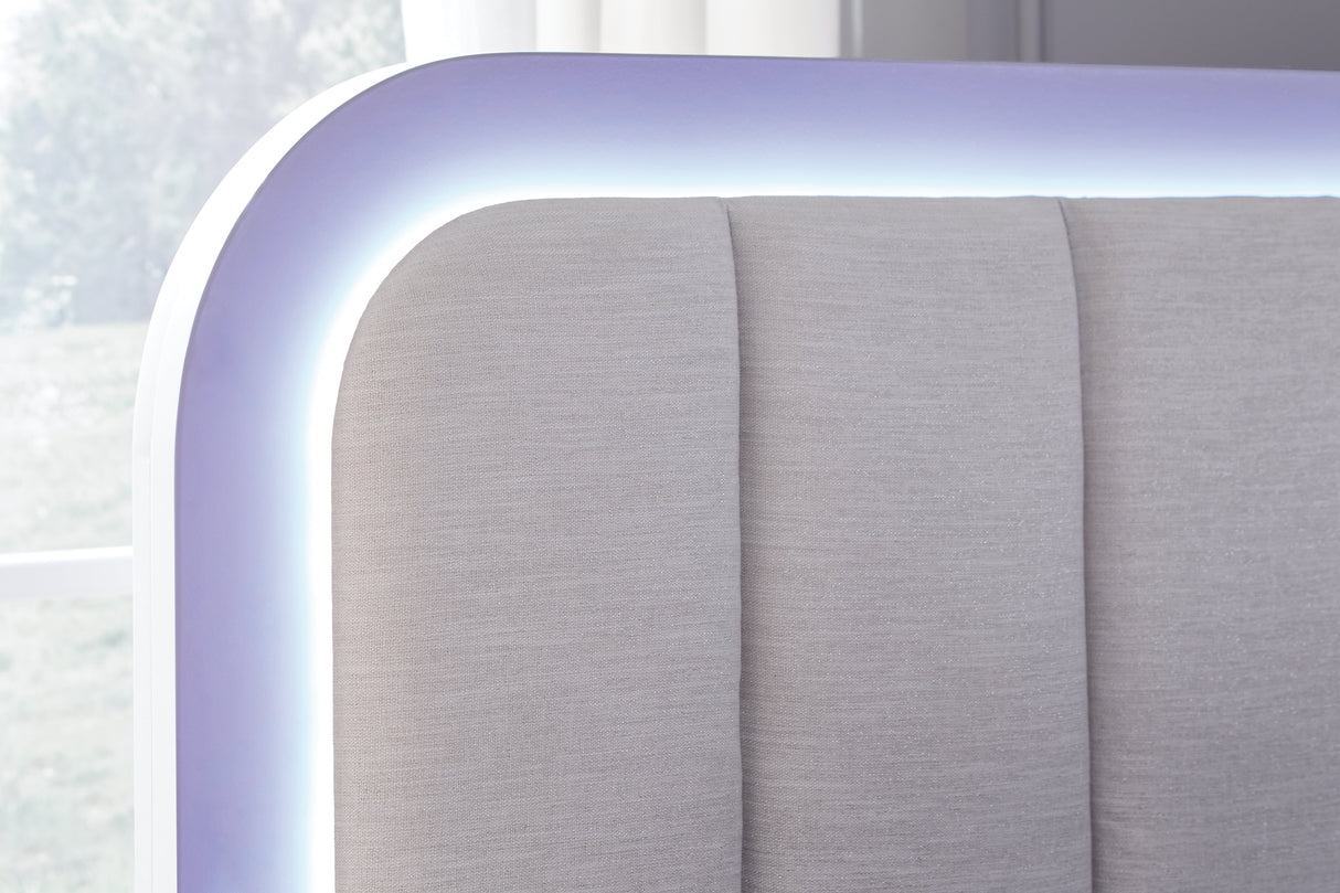 Jarlee White King Upholstered Panel Bed by Ashley at Eve Furniture