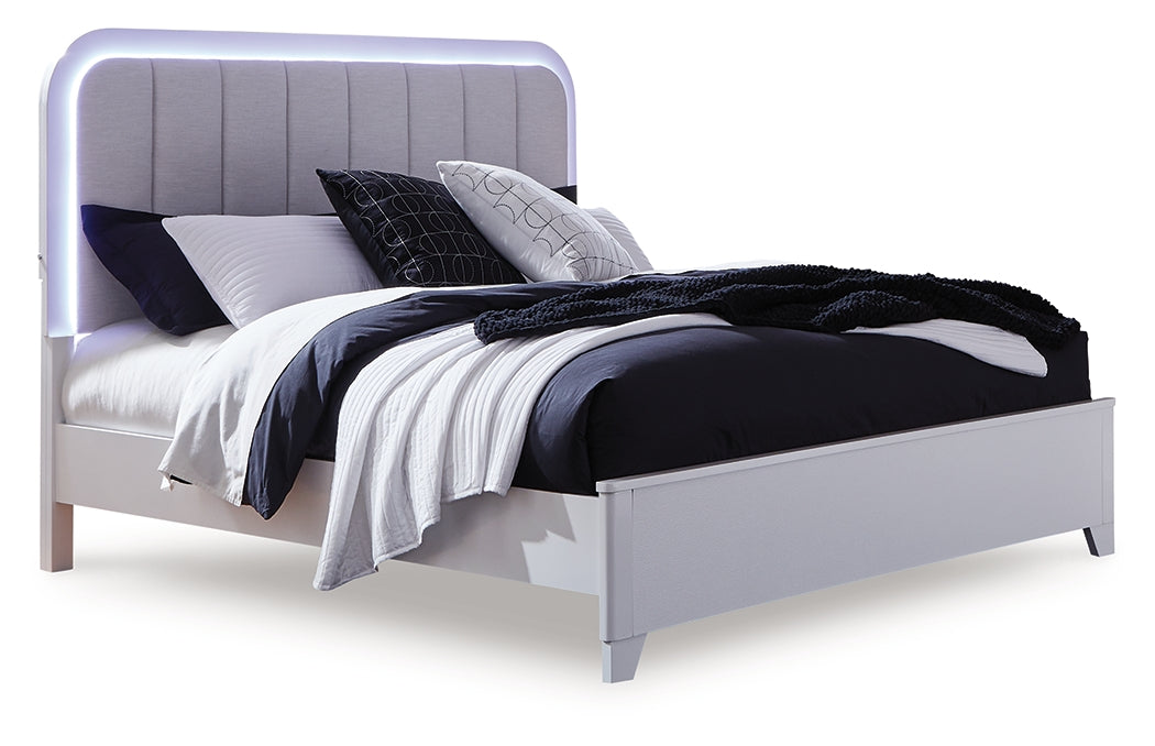 Jarlee White Queen Upholstered Panel Bed