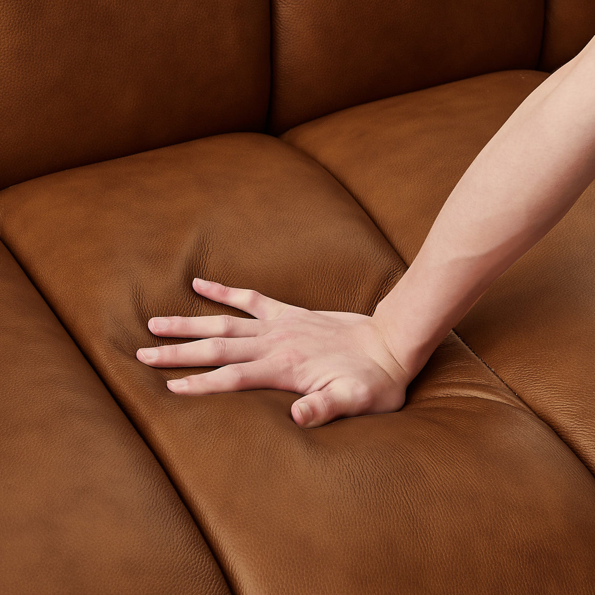 Jasmin Mid-Century Modern Cognac Genuine Leather Sofa by Ashcroft Furniture at Eve Furniture