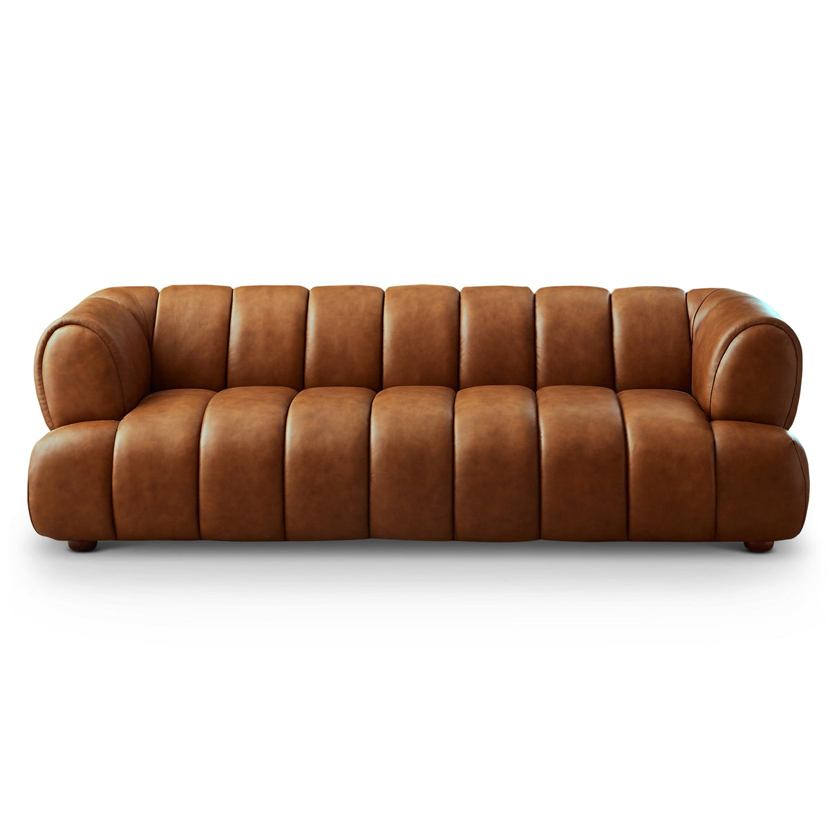Jasmin Mid-Century Modern Cognac Genuine Leather Sofa by Ashcroft Furniture at Eve Furniture