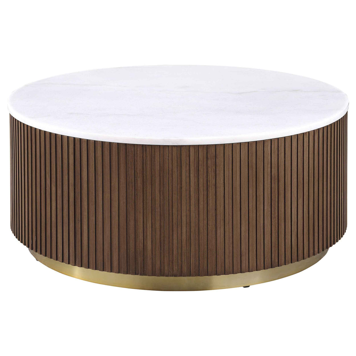 Jason Honey Brown/White Marble 3-piece Round White Marble Coffee Table Set by Coaster at Eve Furniture