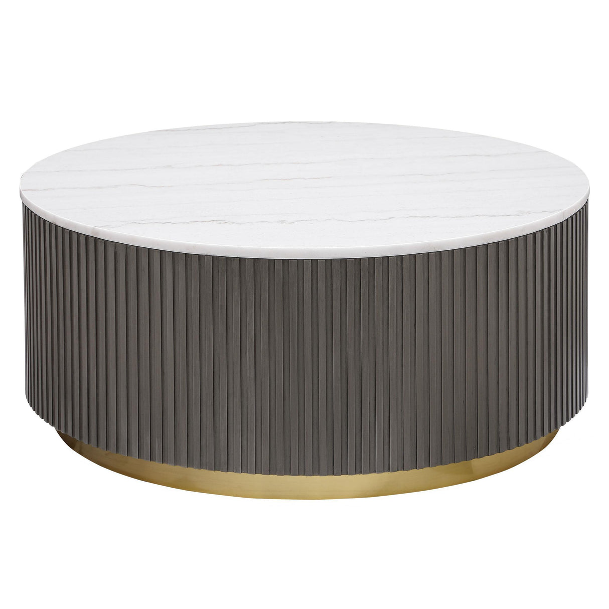 Jason Round Marble Top Coffee Table White and Charcoal by Coaster at Eve Furniture