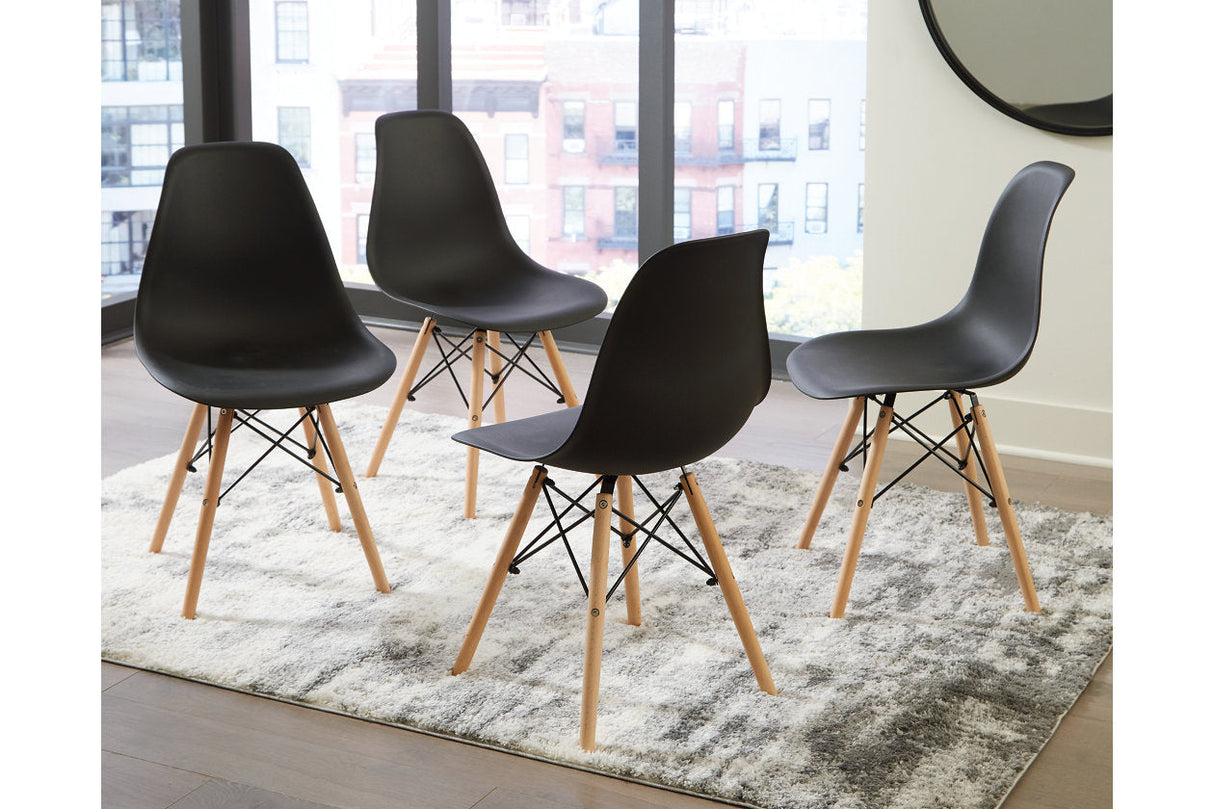 Jaspeni Black/Natural Dining Chair, Set of 4 by Ashley at Eve Furniture