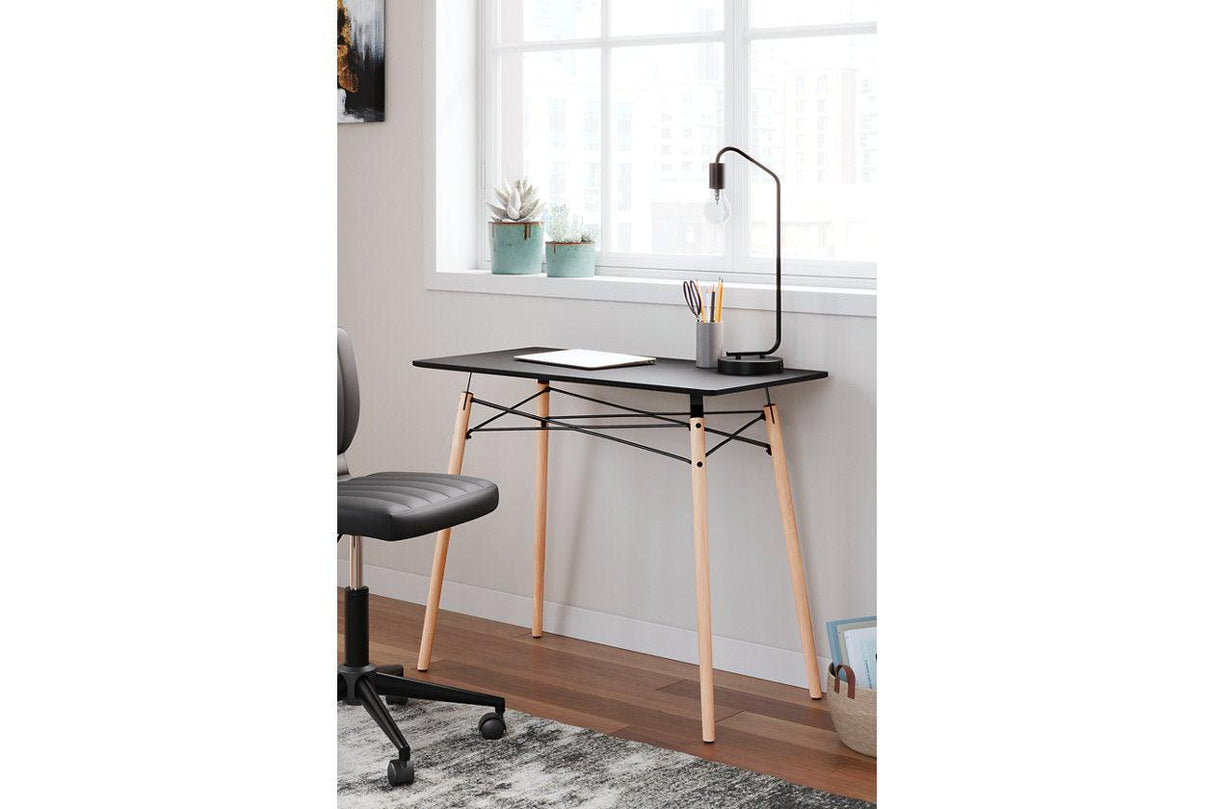 Jaspeni Black/Natural Home Office Desk by Ashley at Eve Furniture