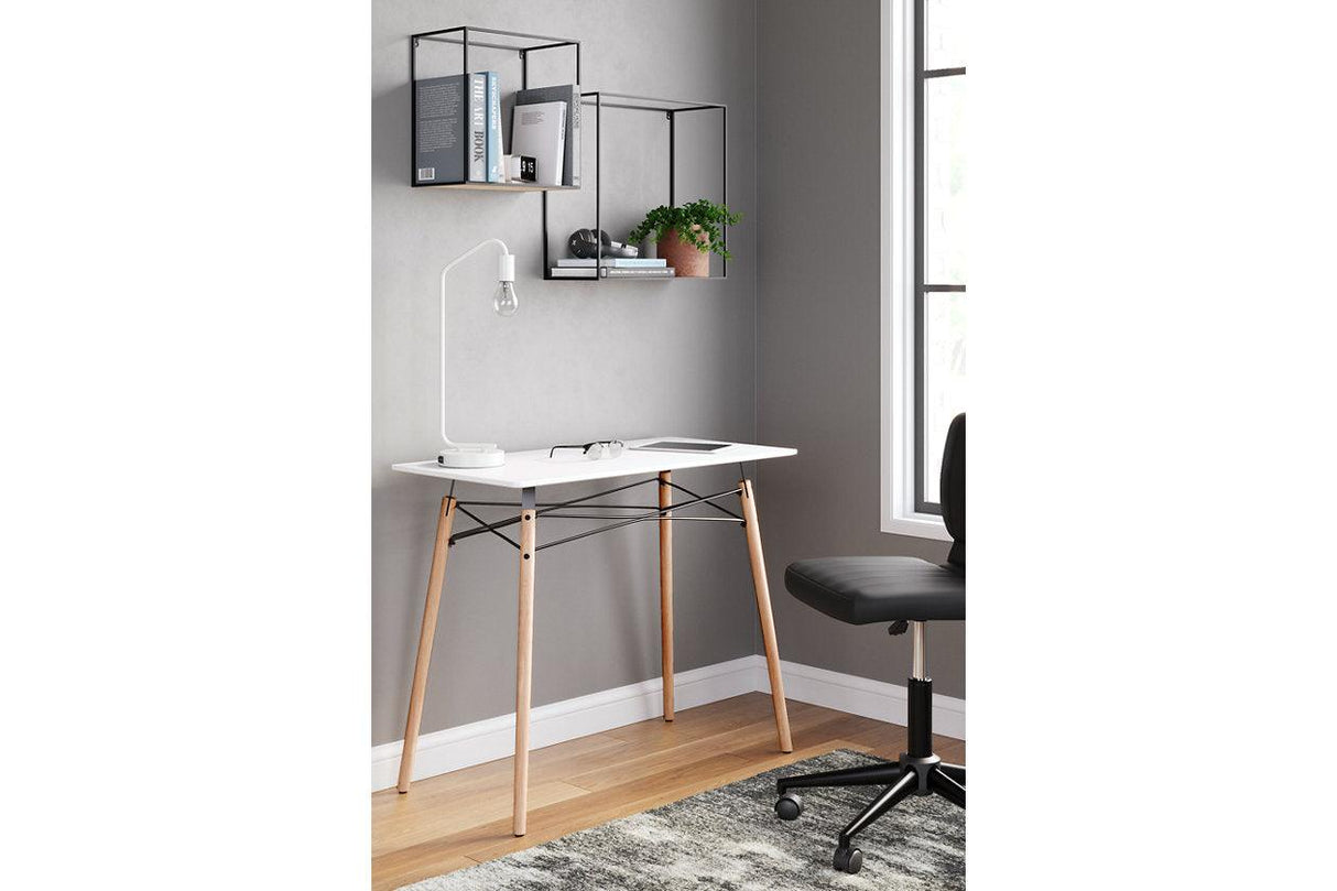 Jaspeni White/Natural Home Office Desk by Ashley at Eve Furniture