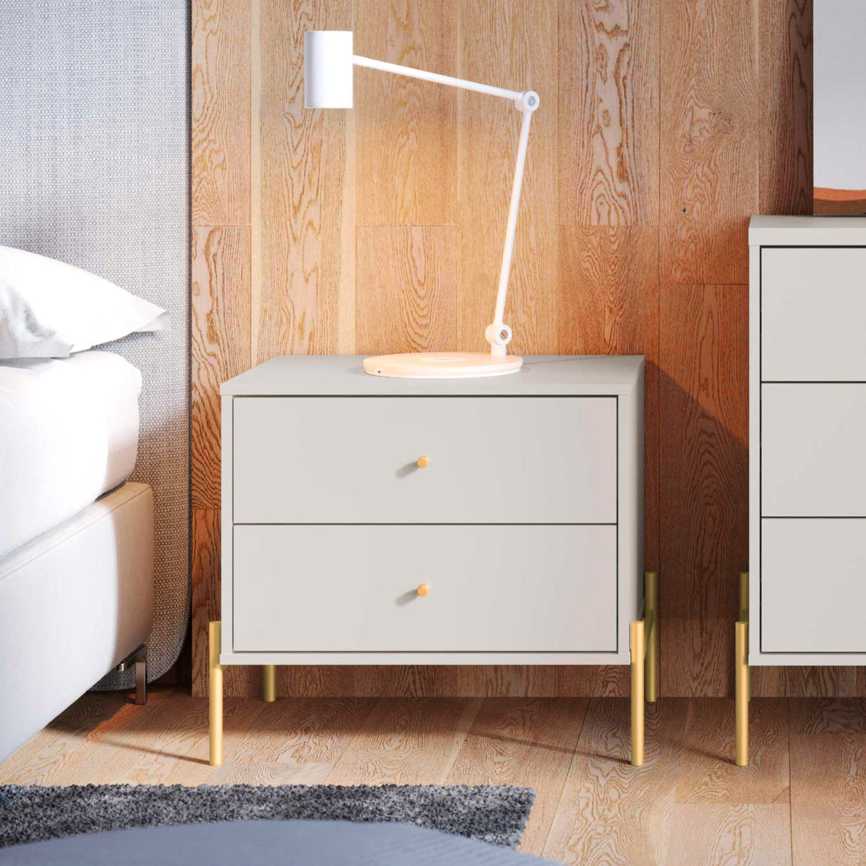 Jasper Nightstand in White Gloss (set of 2) by Manhattan Comfort at Eve Furniture