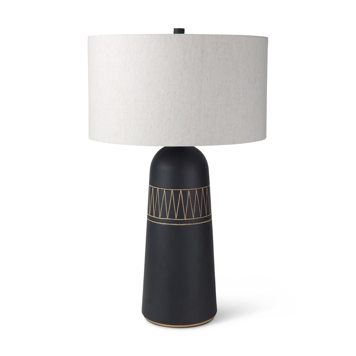 Javier 18.0L x 18.0W x 30.75H Black Base W/Cream Fabric Shade Table Lamp by Mercana at Eve Furniture