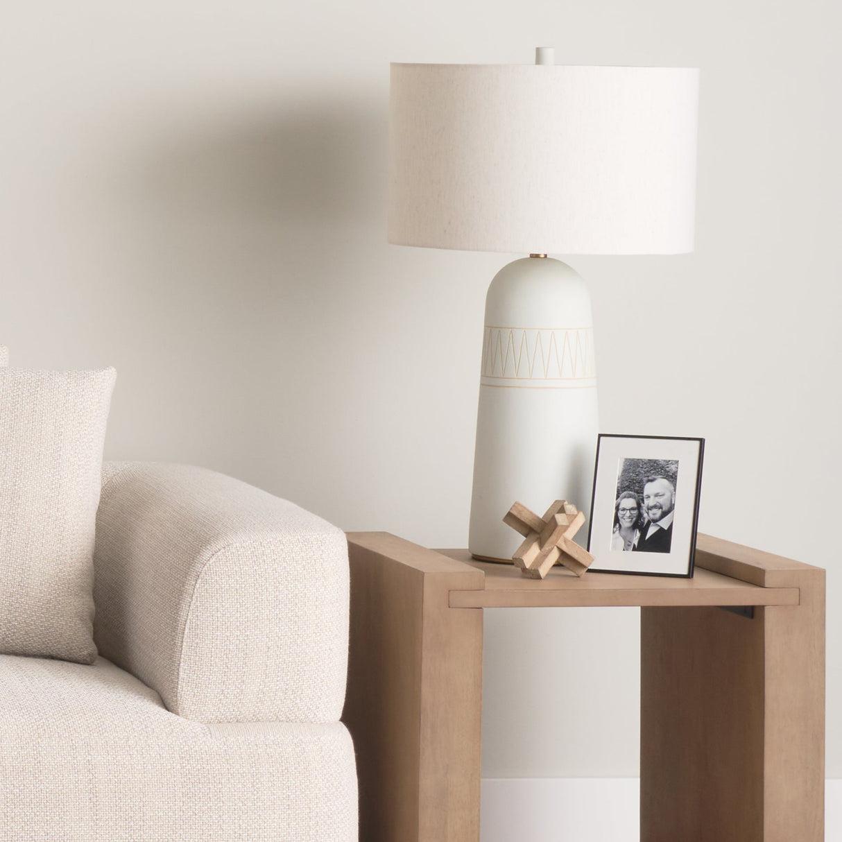 Javier Light Base W/Cream Shade Table Lamp by Mercana at Eve Furniture
