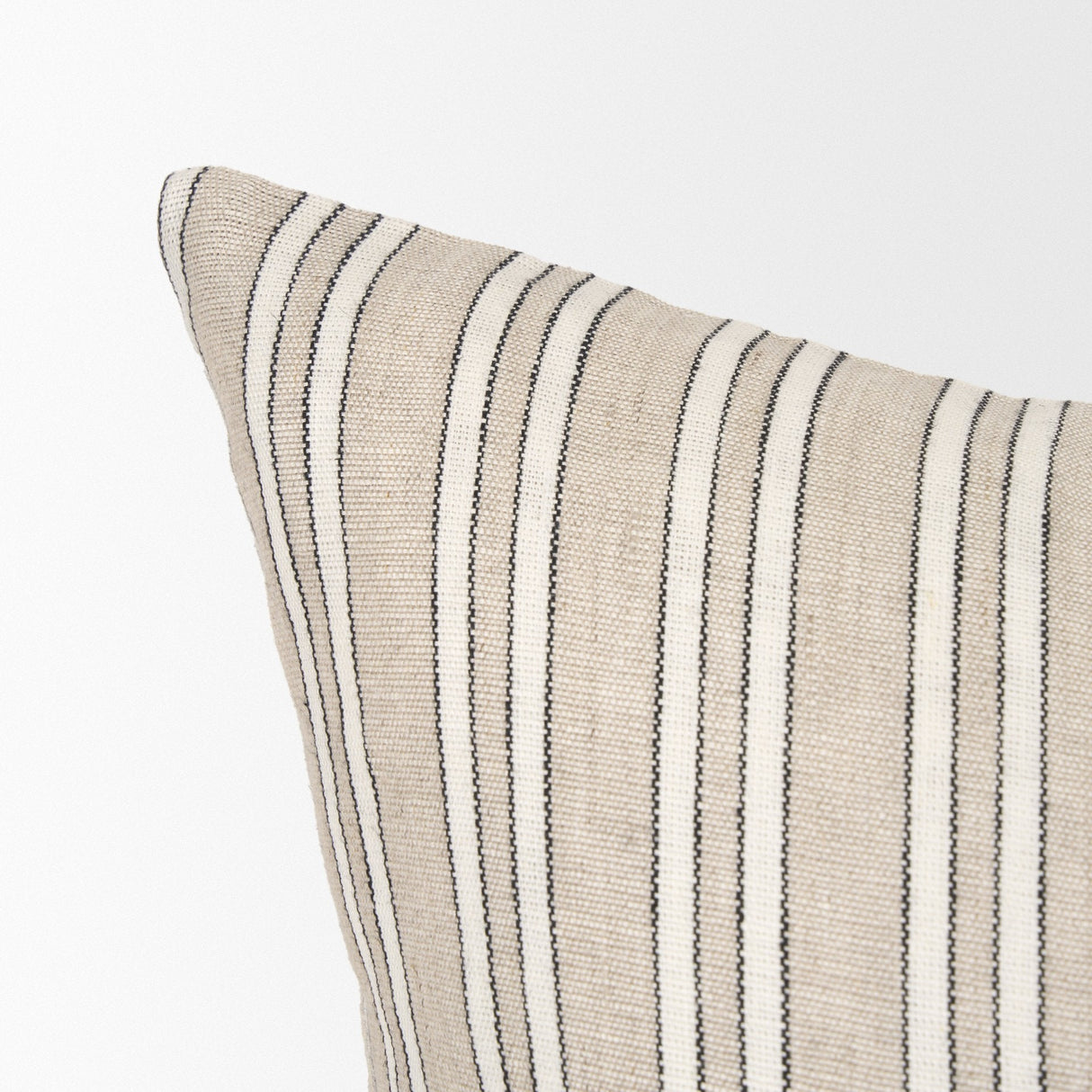 Jaxon Beige/Black Striped Cotton-Linen Square Pillow Cover w/Down Filler, Set of 2 by Mercana at Eve Furniture