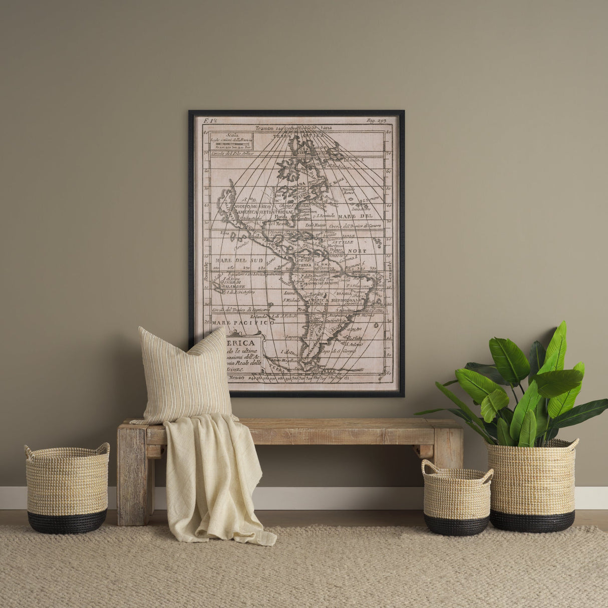 Jaxon Beige/Black Striped Cotton-Linen Square Pillow Cover w/Down Filler, Set of 2 by Mercana at Eve Furniture